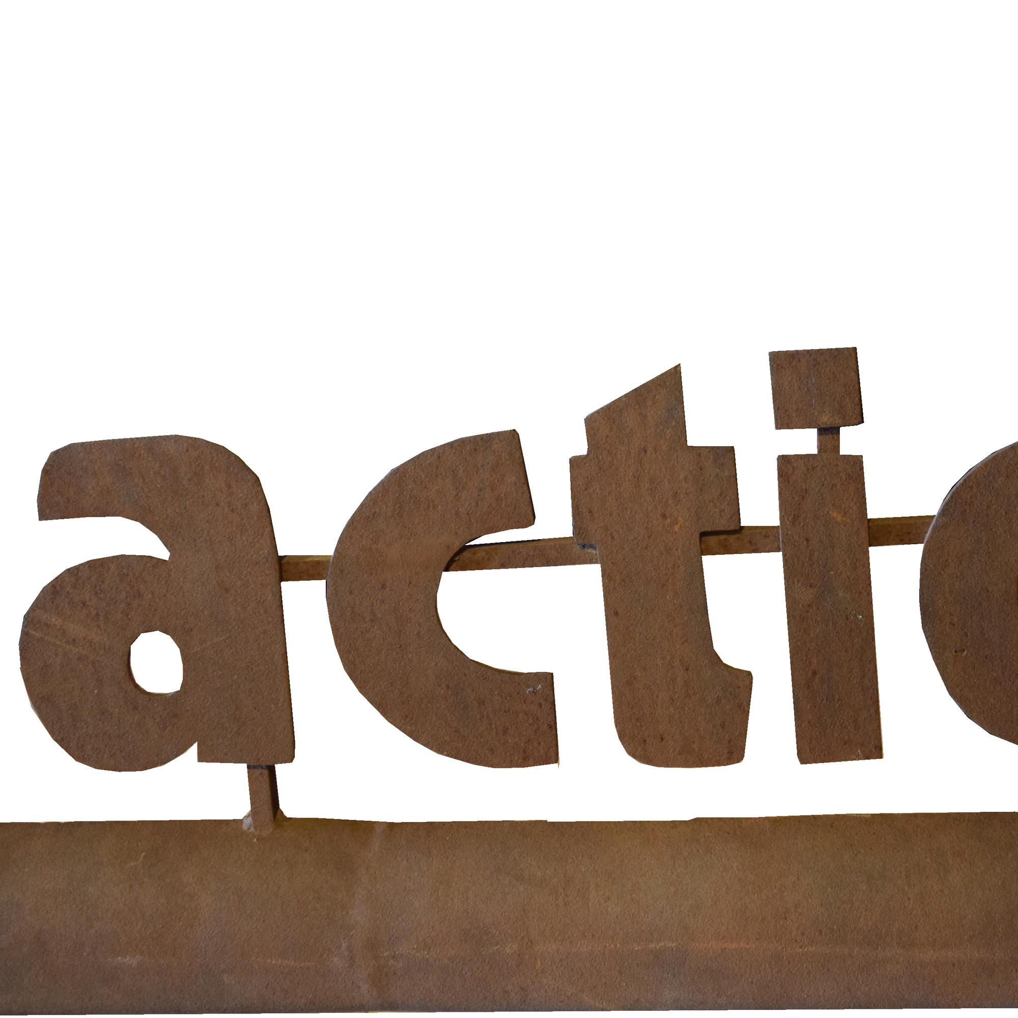 A Wrought Iron "Action Sports" Sign 110" W x 2" D x 41" H — France, Circa 1970