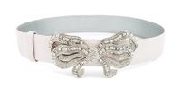 A Judith Leiber White and Silver Metallic Belt, Size small. 33.5"