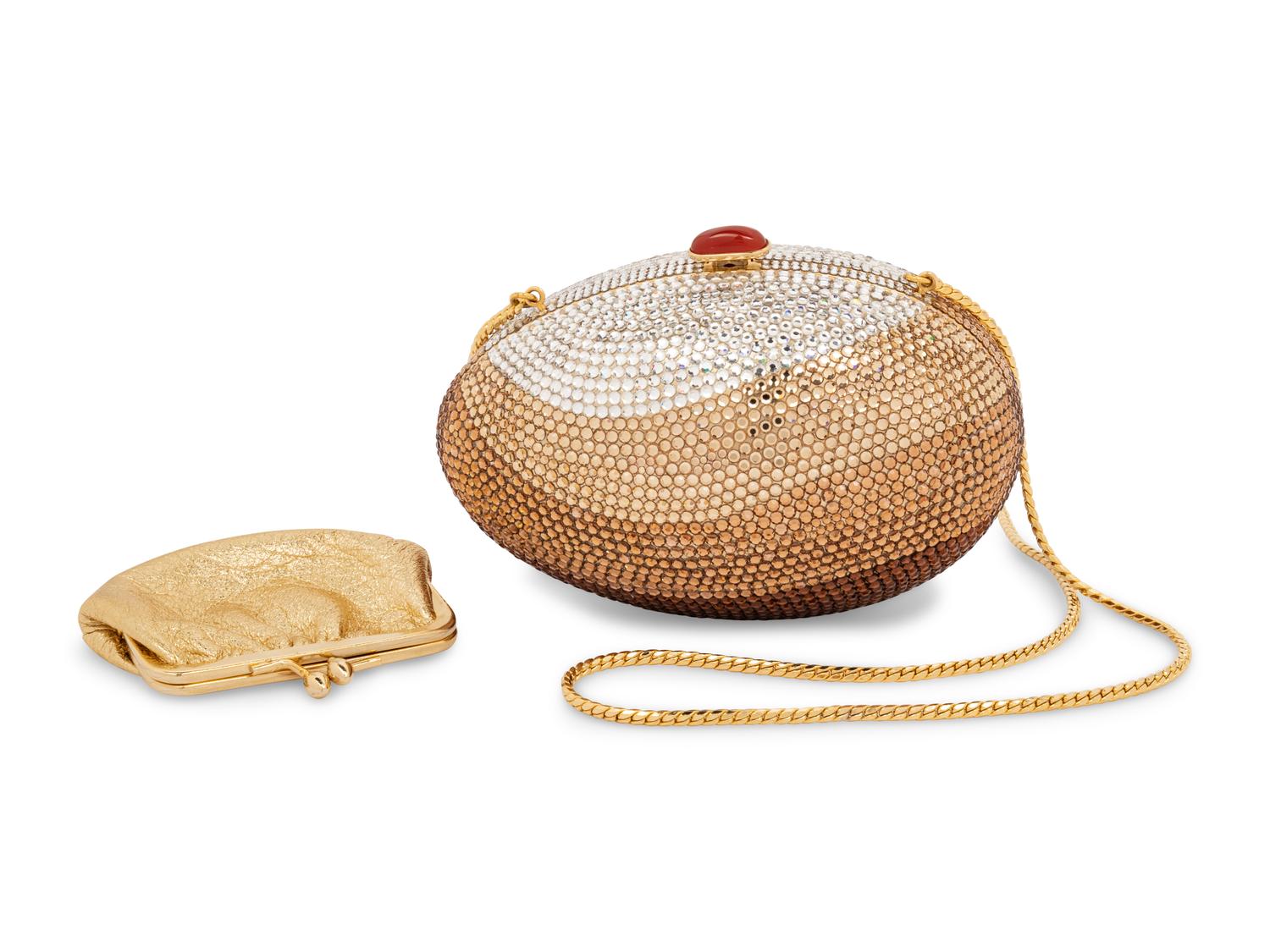 Judith Leiber Brown Layered Egg Minaudière