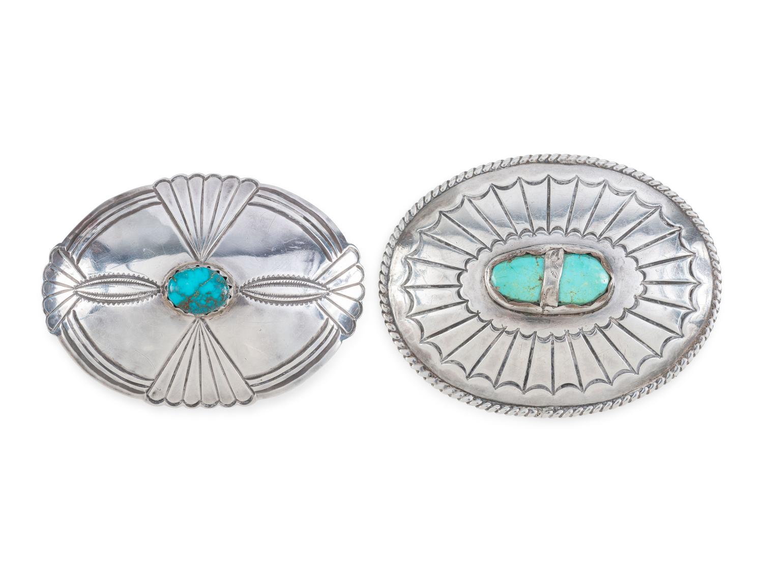 Navajo Silver and Turquoise Belt Buckles