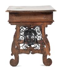 A Spanish Baroque Wrought-Iron Mounted Walnut Library Table