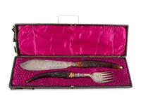 A Group of English Antler and Bone-Handled Flatware and Serving Pieces