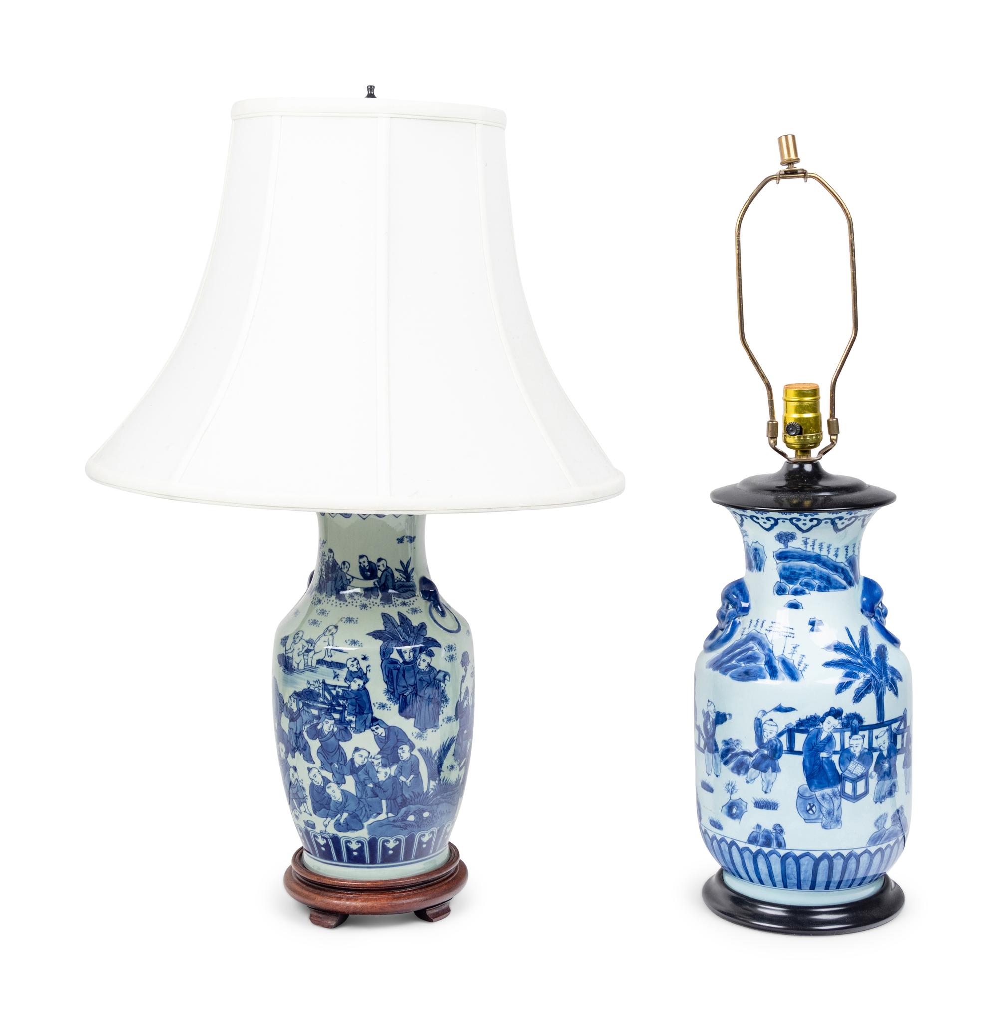 Two Chinese Export Porcelain Vases Mounted as Lamps