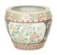 A Pair of Chinese Famille Jaune Porcelain Fish Bowls