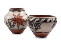 Polychrome Pottery, with Floral Designs