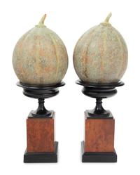 A Pair of Continental Maple Veneered and Parcel Ebonized Urns