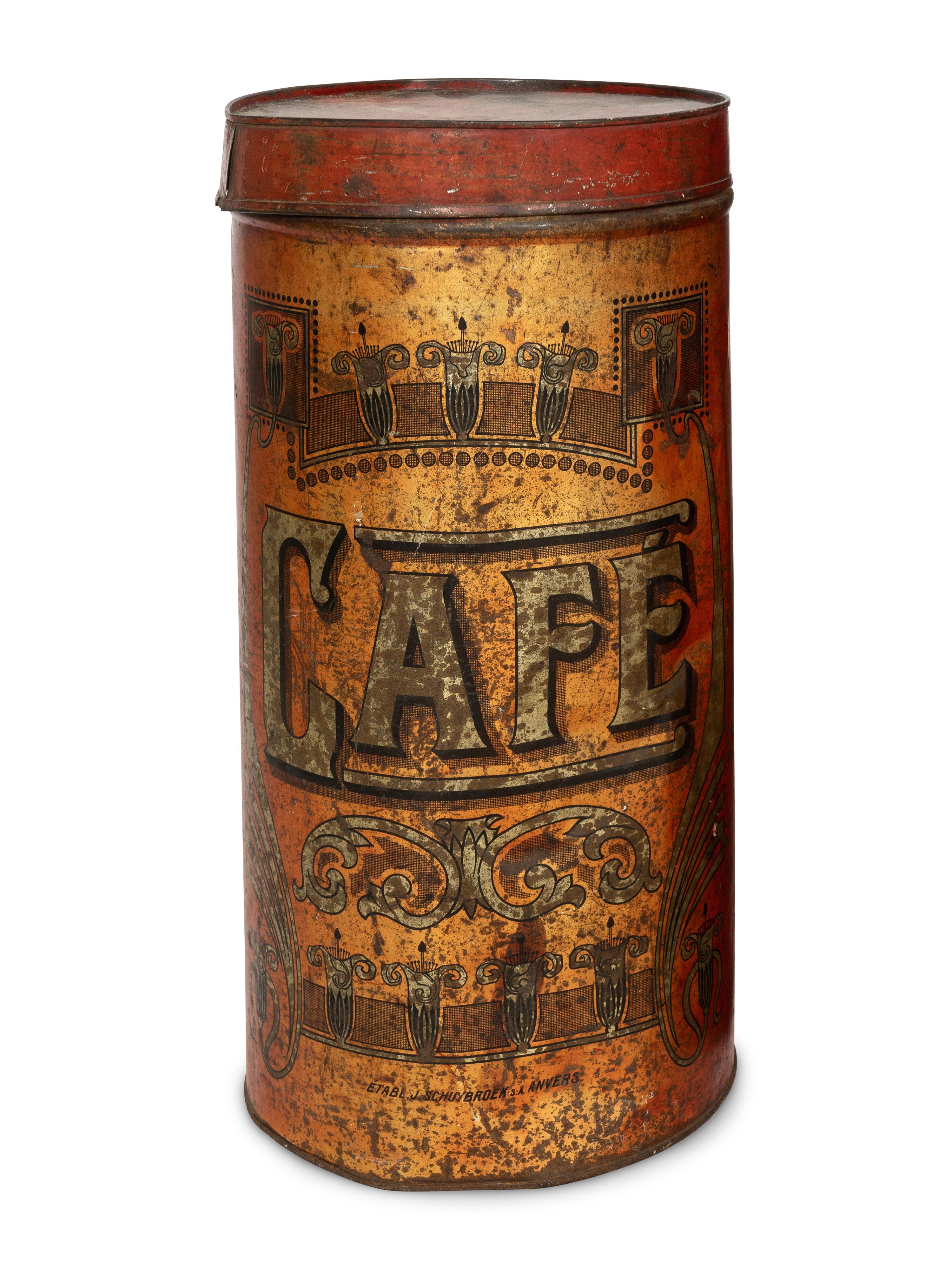 A Chinese Export Tole Tea Bin and Four Continental Coffee Tins