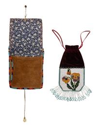 Plateau Beaded Bags, with Violets and Tulips