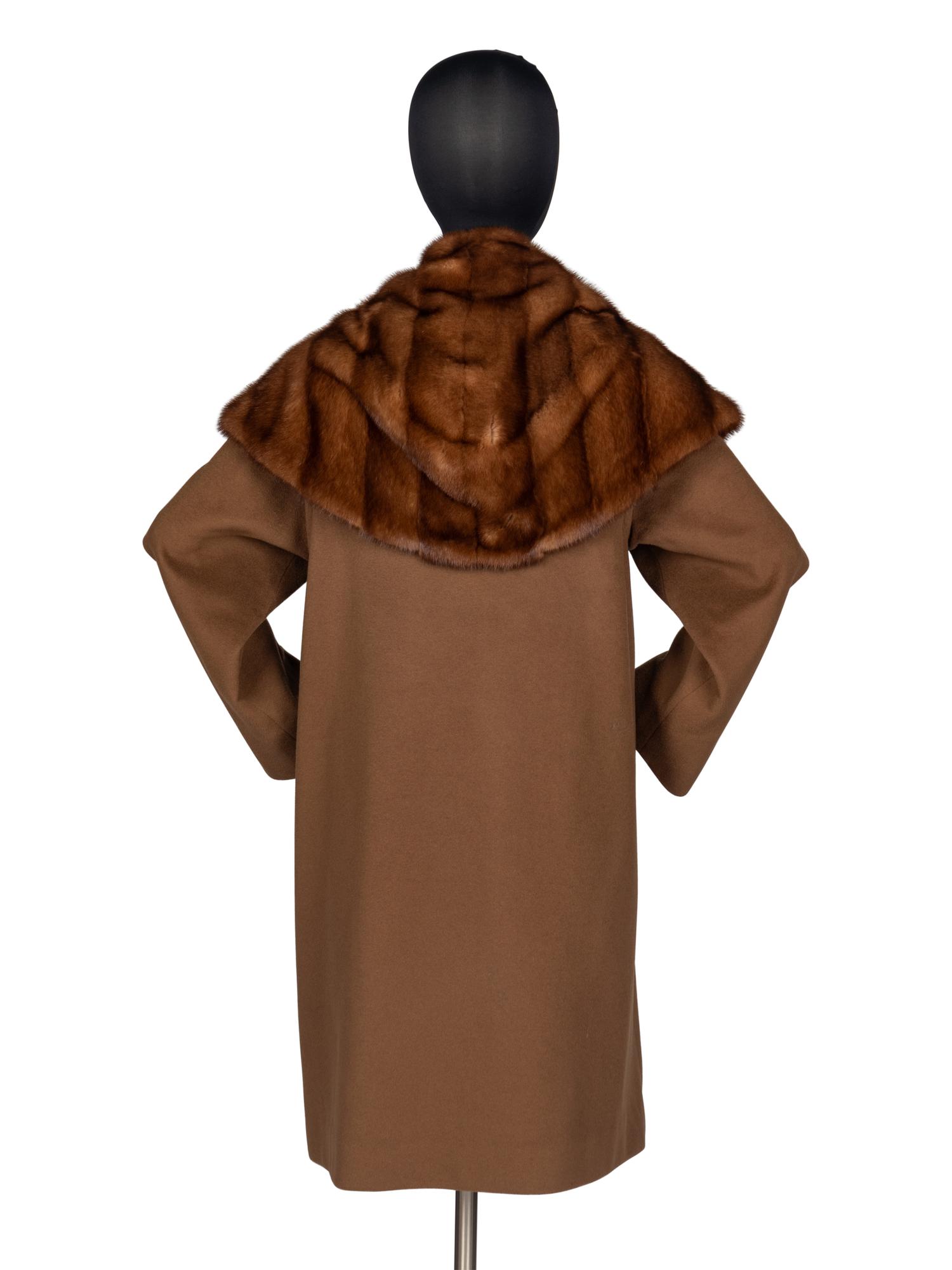 J. Mendel Wool Coat with Mink Fur Trim