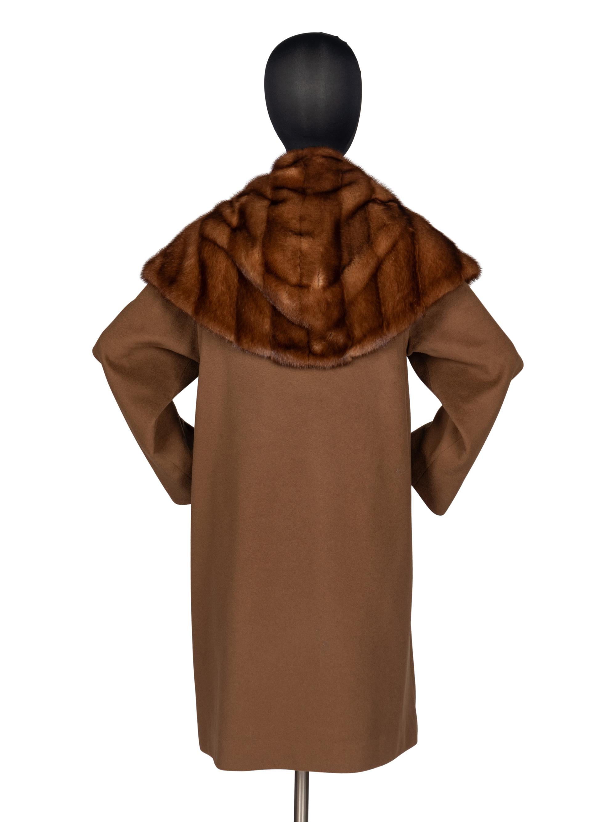 J. Mendel Wool Coat with Mink Fur Trim