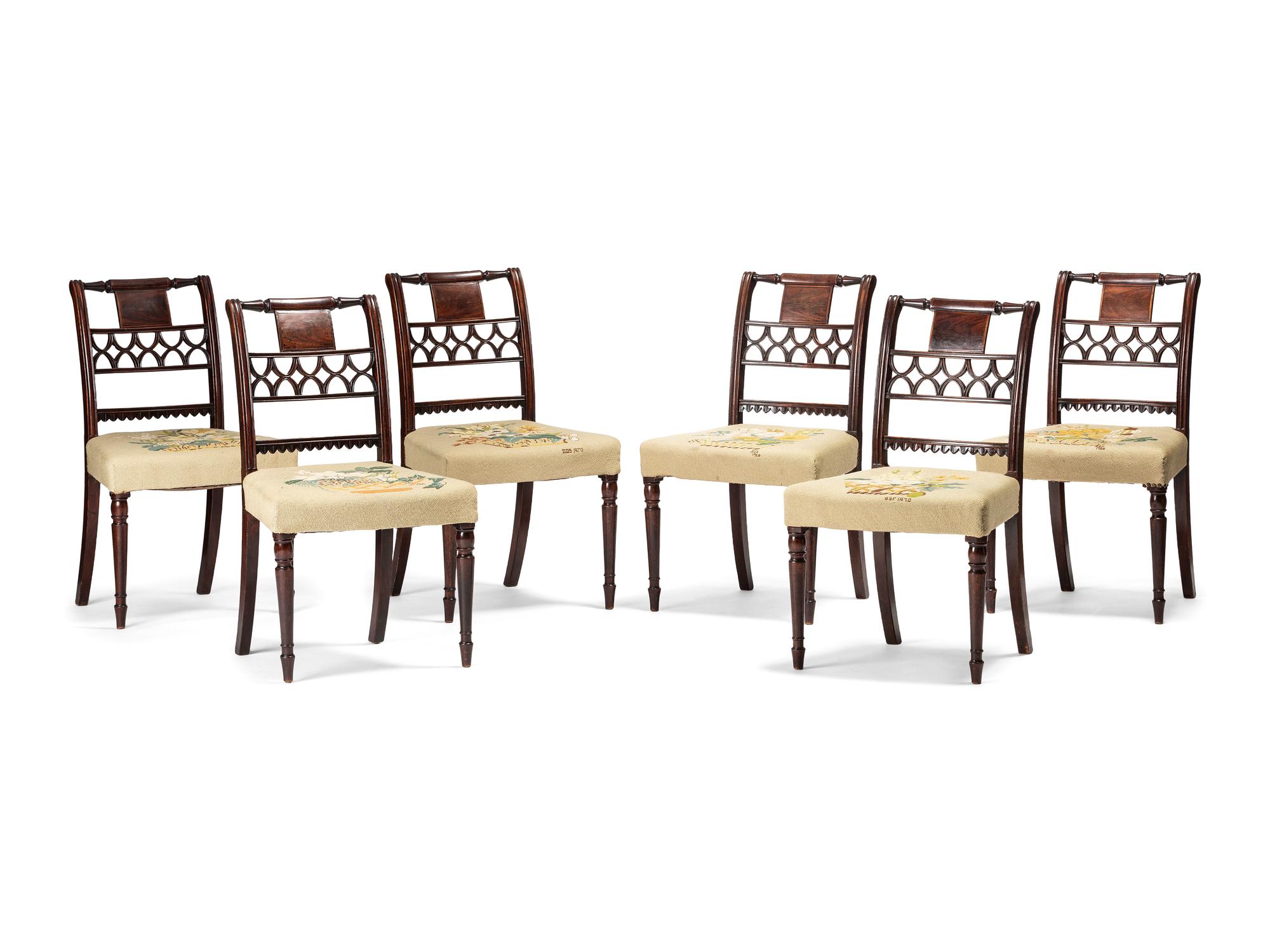 Six Regency Mahogany Side Chairs