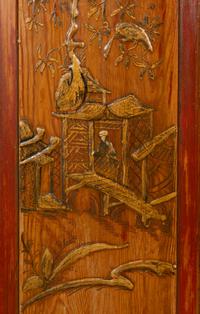 A Georgian Style Red Japanned Corner Cabinet