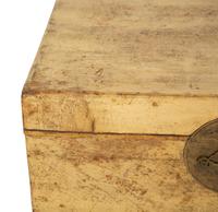 A Chinese Parchment Leather Bound Trunk with Brass Mounts and Handles