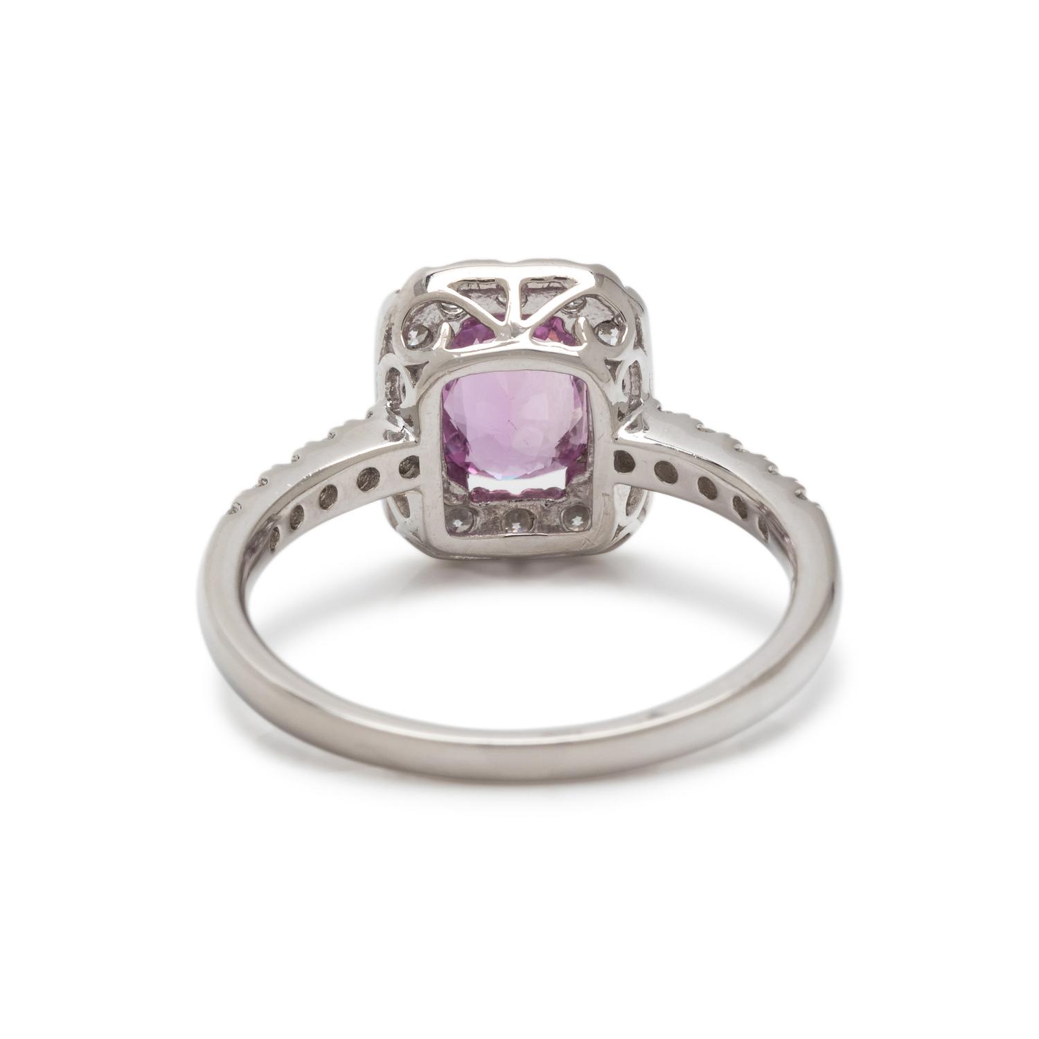PURPLISH PINK SAPPHIRE AND DIAMOND RING