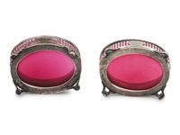 A Pair of American Silver and Glass-Lined Salt Cellars