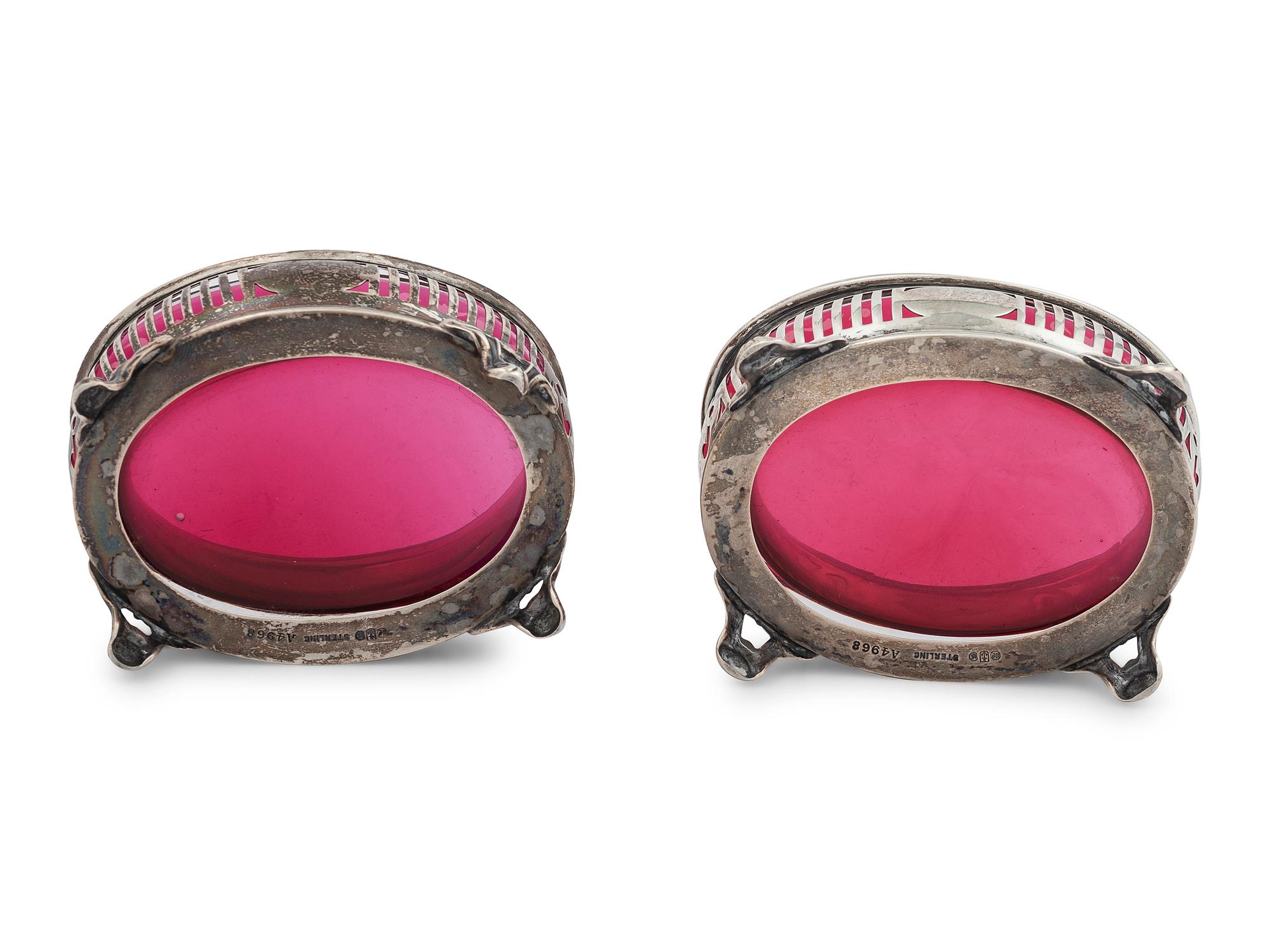 A Pair of American Silver and Glass-Lined Salt Cellars