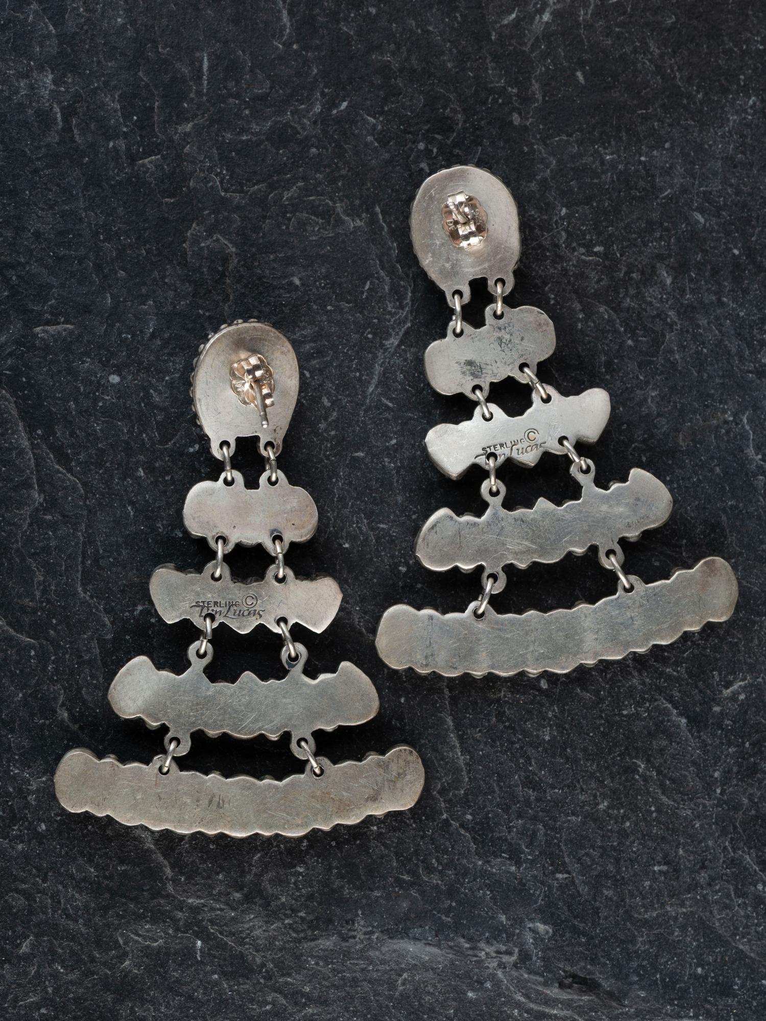 Southwestern-style Sterling Silver and Turquoise Cluster Cuff Bracelet and Earrings