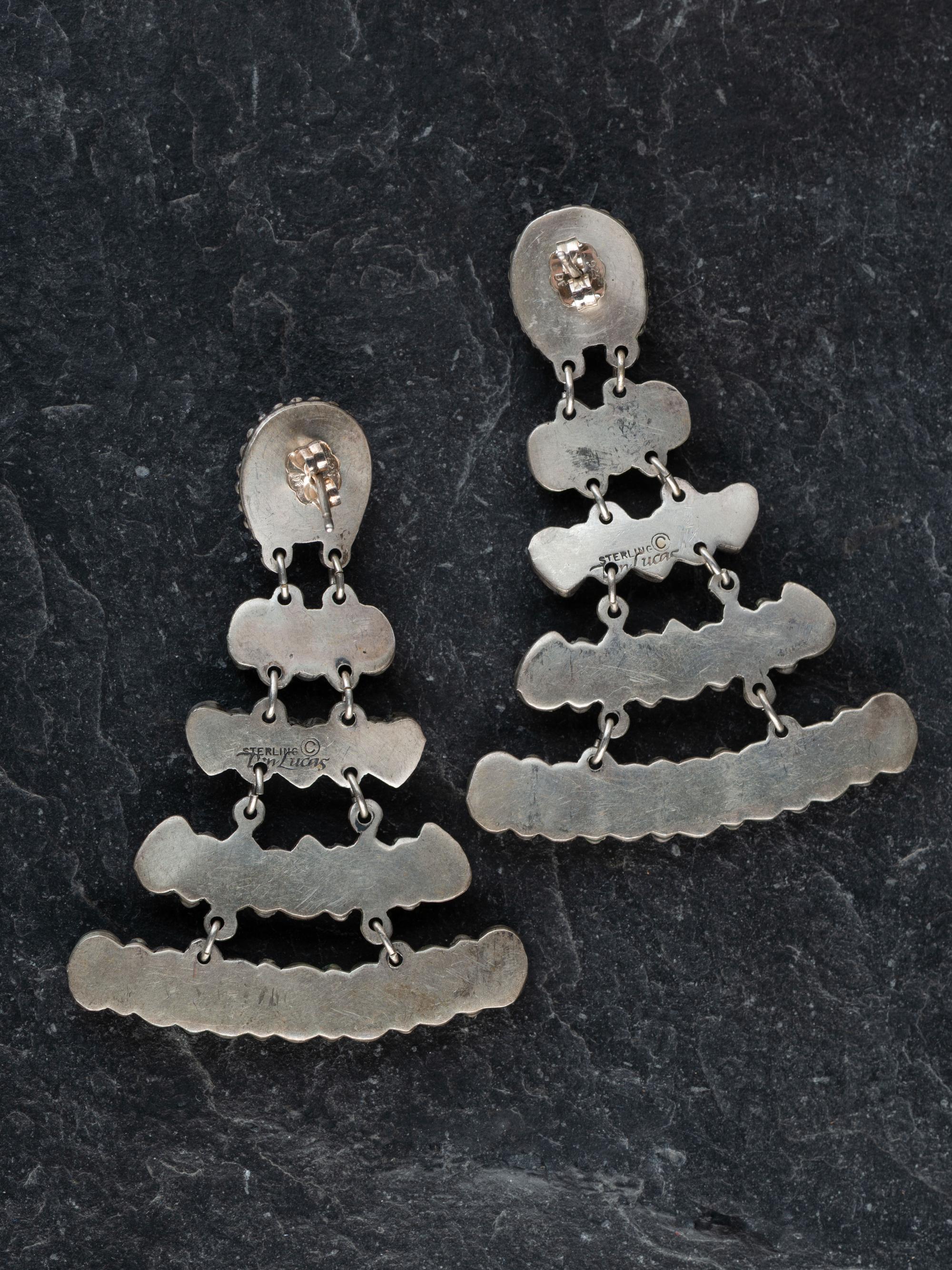Southwestern-style Sterling Silver and Turquoise Cluster Cuff Bracelet and Earrings