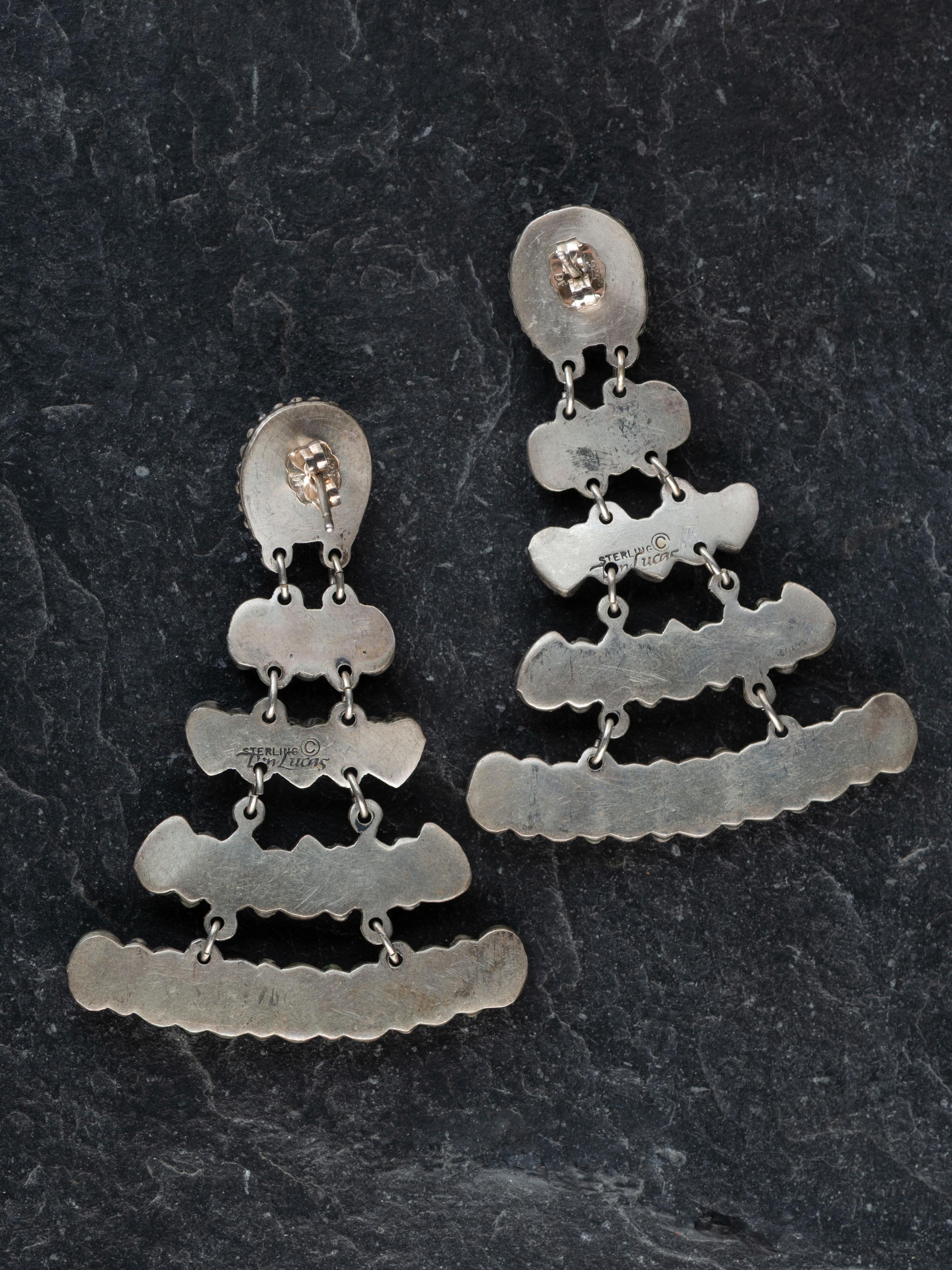 Southwestern-style Sterling Silver and Turquoise Cluster Cuff Bracelet and Earrings
