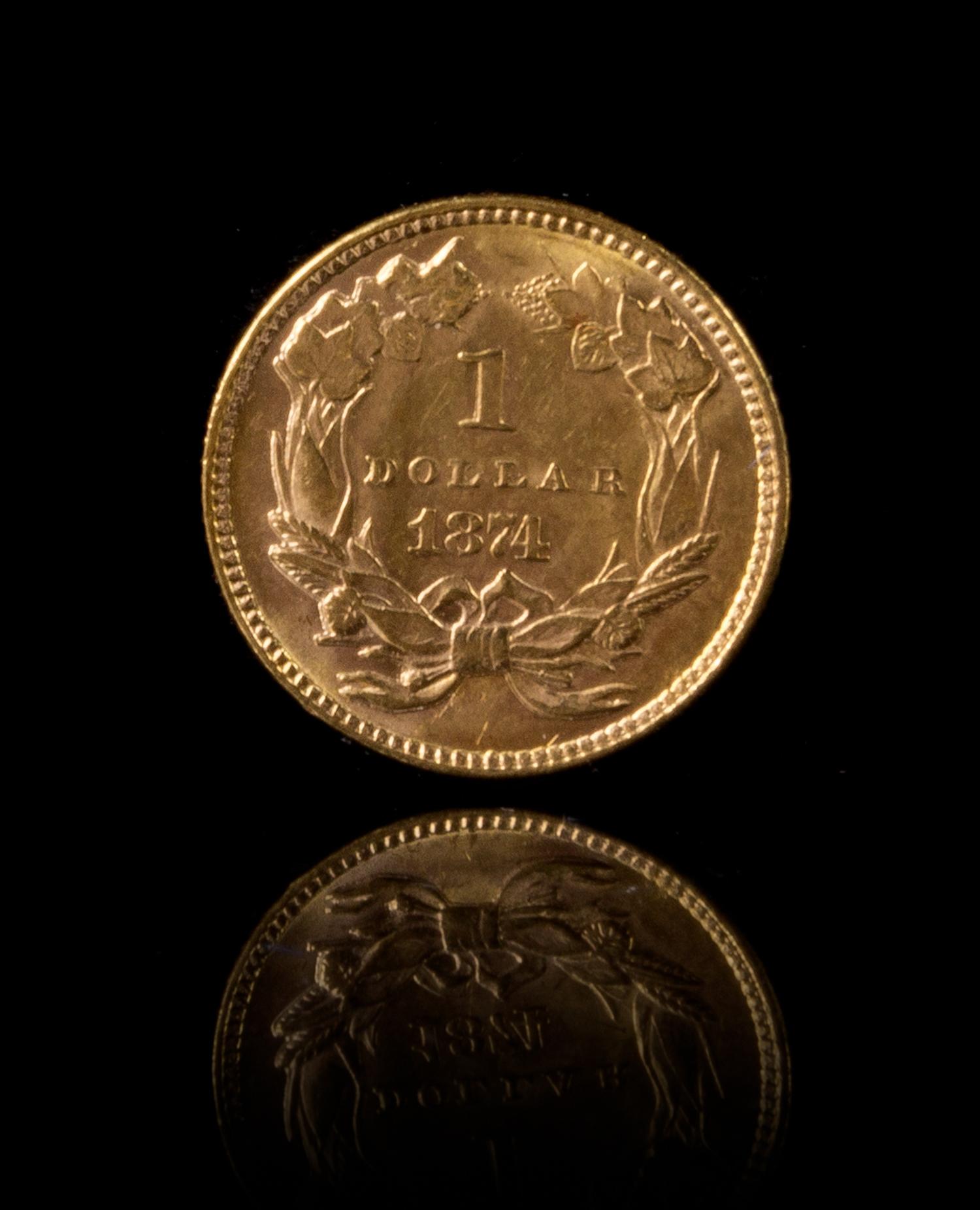 A United States 1874 Indian Princess: Type 3 $1 Gold Coin