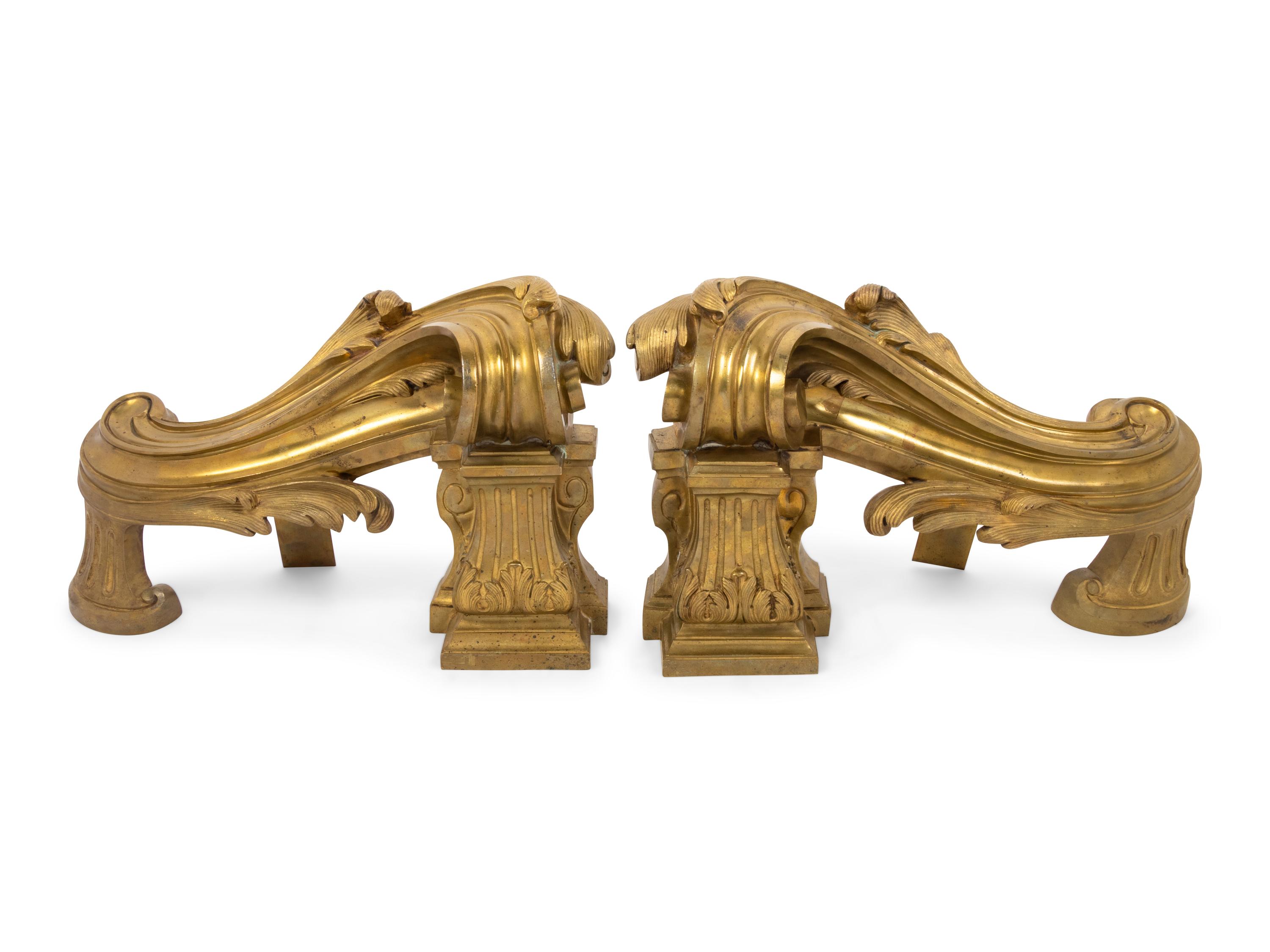 A Pair of Regency Style Brass Chenets