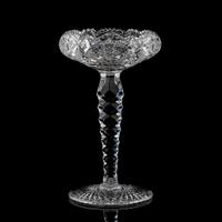 A Brilliant-Period Cut Glass Jelly Compote with a Honeycomb Stem and 32-Point Hobstar Base