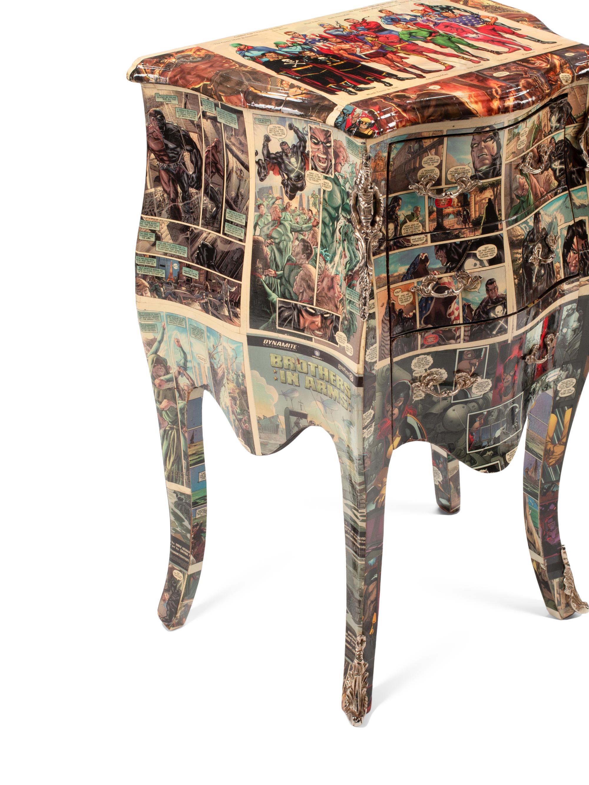 A Pair of Comic-Découpaged Night Stands