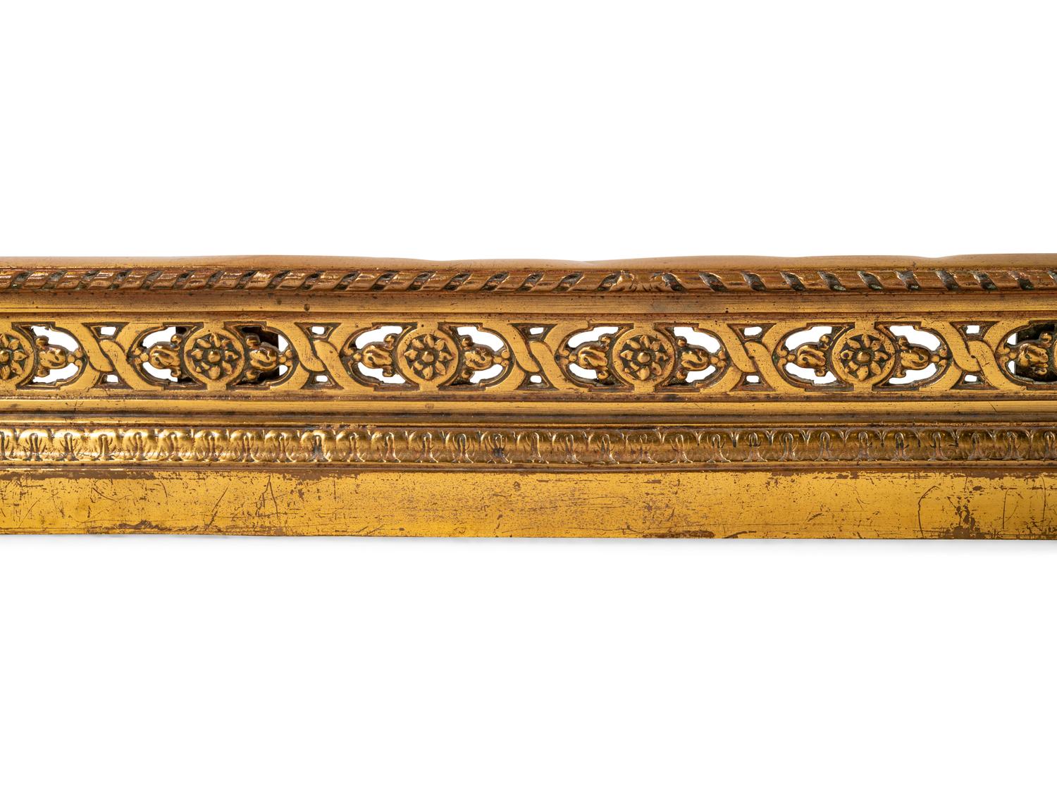 A Louis XVI Style Brass Fire Fender and Chenets