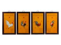 Four Chinese Export Framed Porcelain Plaques