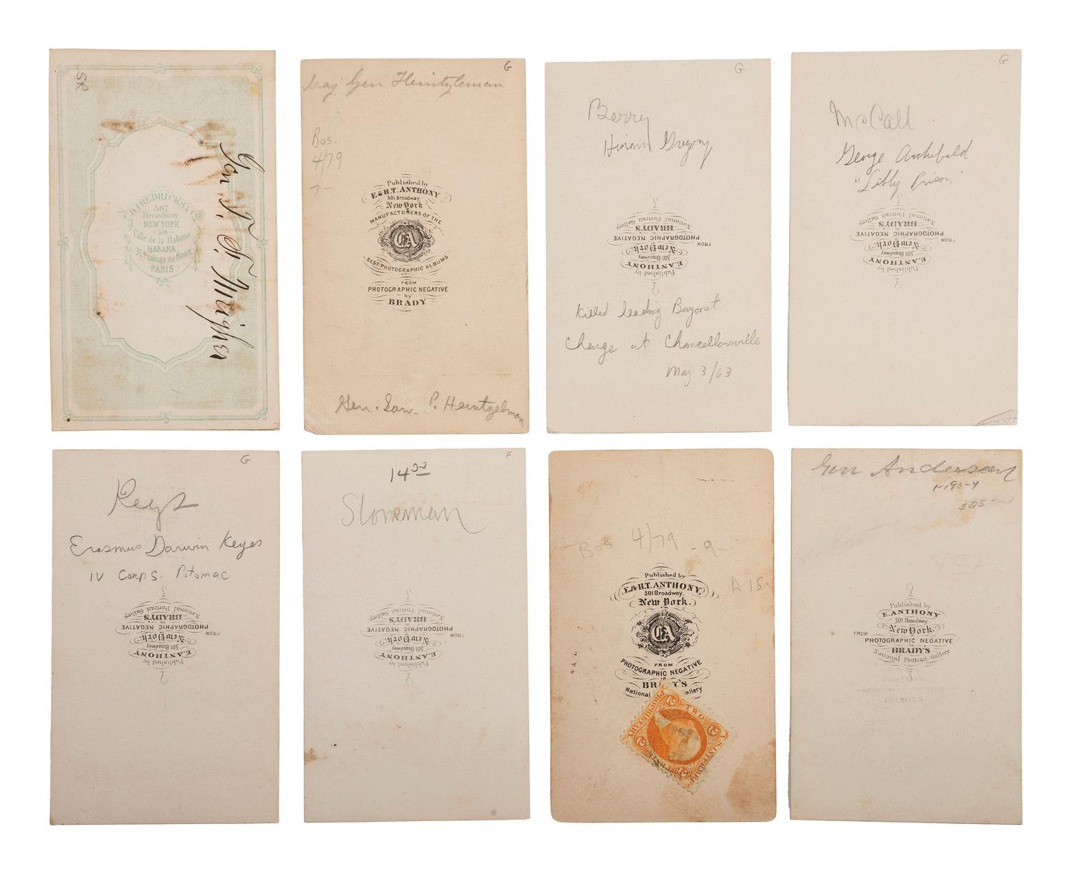 [CIVIL WAR - ARMY OF THE POTOMAC]. A group of 14 CDVs of Union generals, including Berry, Meagher, McClellan, and Stoneman.