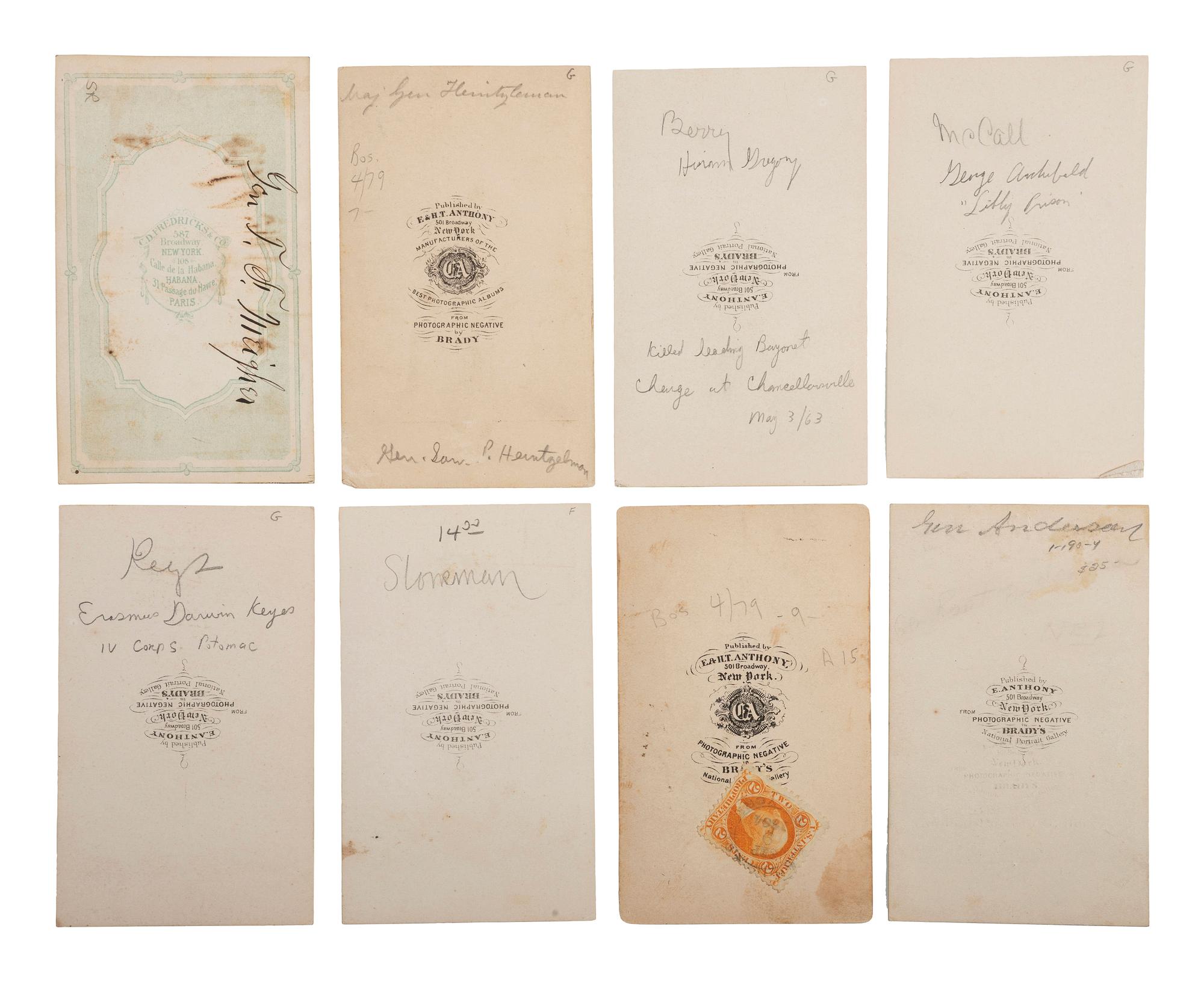 [CIVIL WAR - ARMY OF THE POTOMAC]. A group of 14 CDVs of Union generals, including Berry, Meagher, McClellan, and Stoneman.
