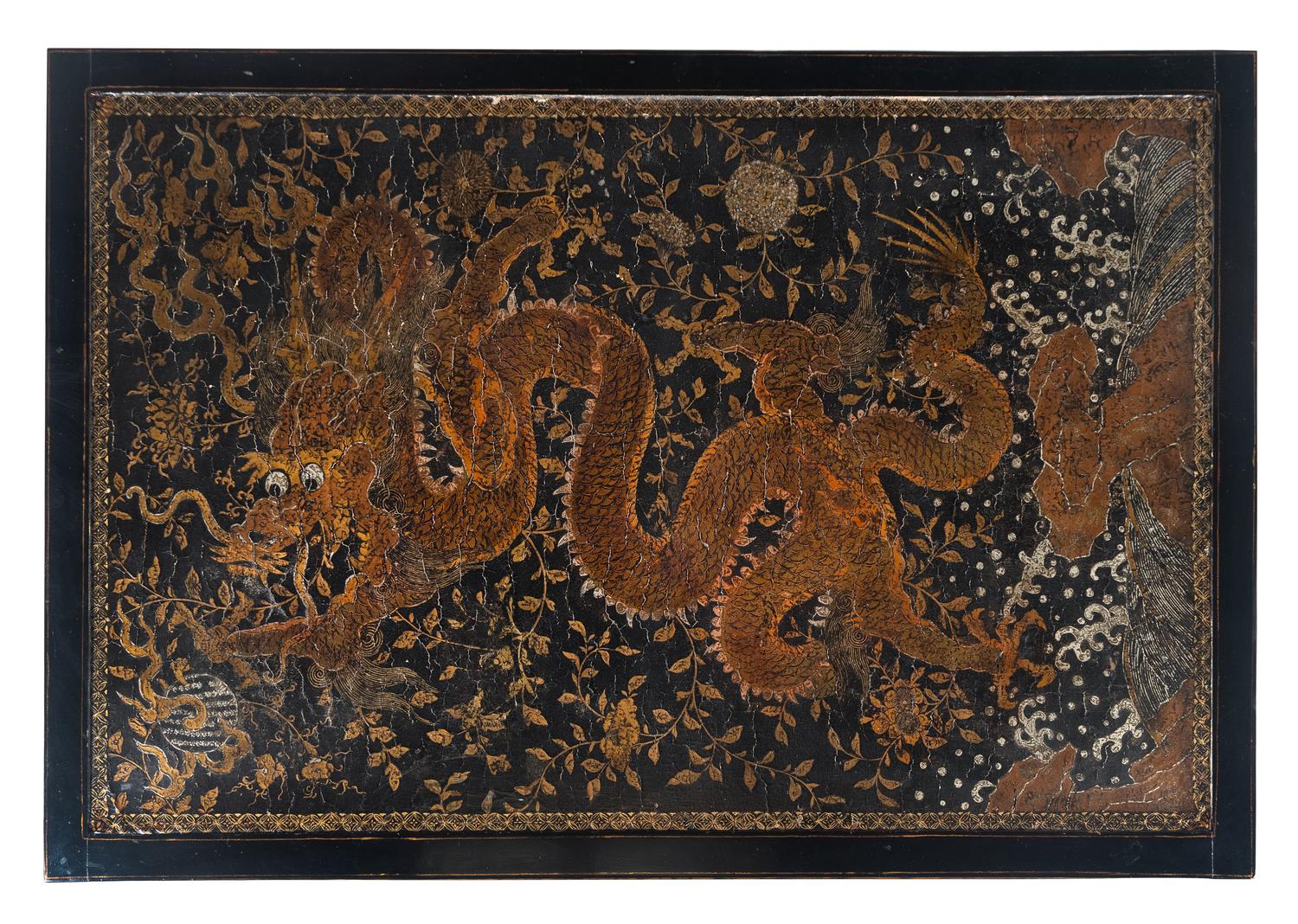 A Chinese Lacquer-Inset Low Table
