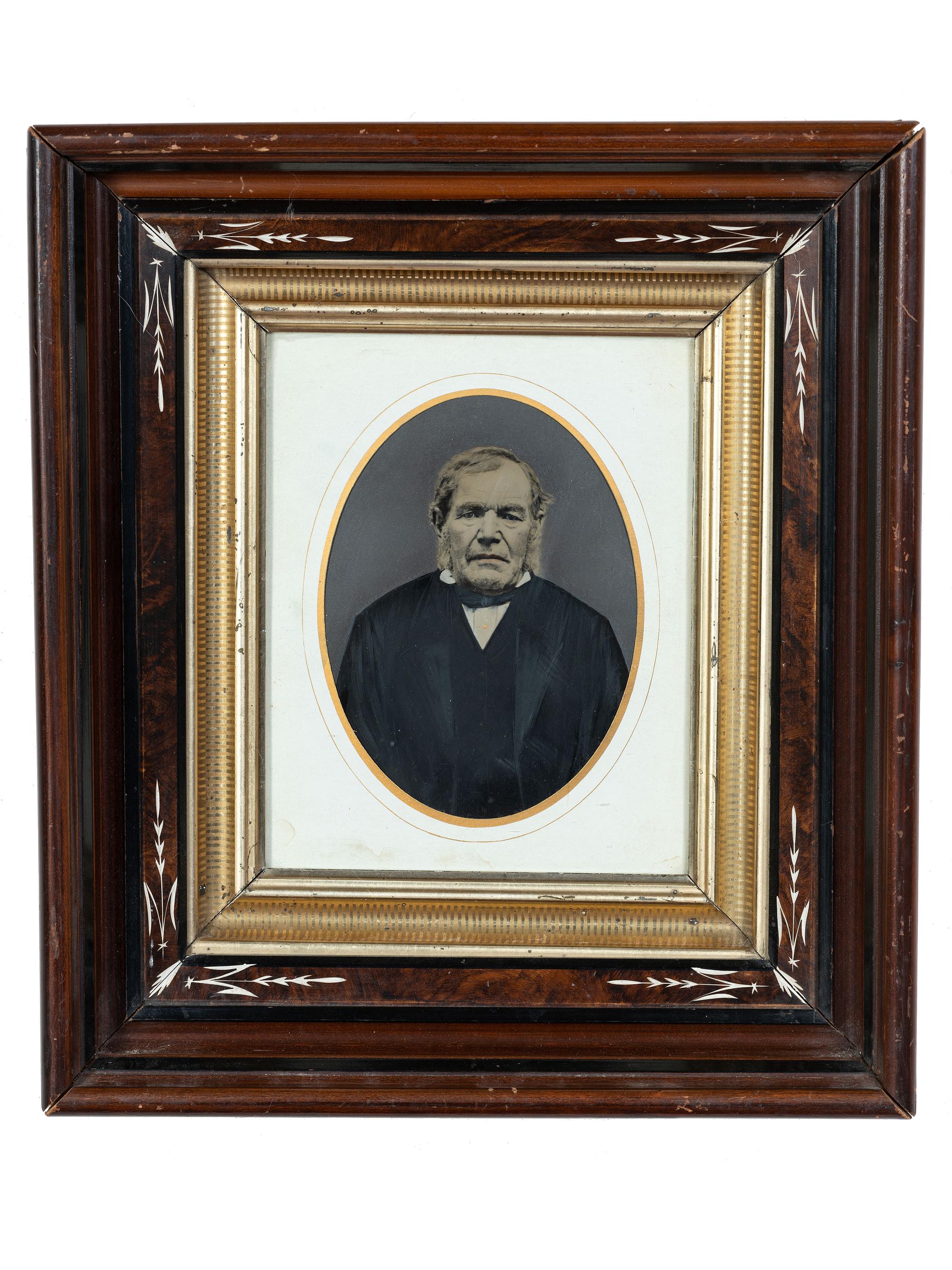 [EARLY PHOTOGRAPHY]. Albumen photograph of African American woman and tintype of white man found together in Louisiana. Ca mid 19th century.