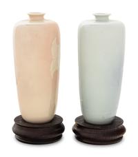 Three Japanese Slip-Decorated Porcelain Vases