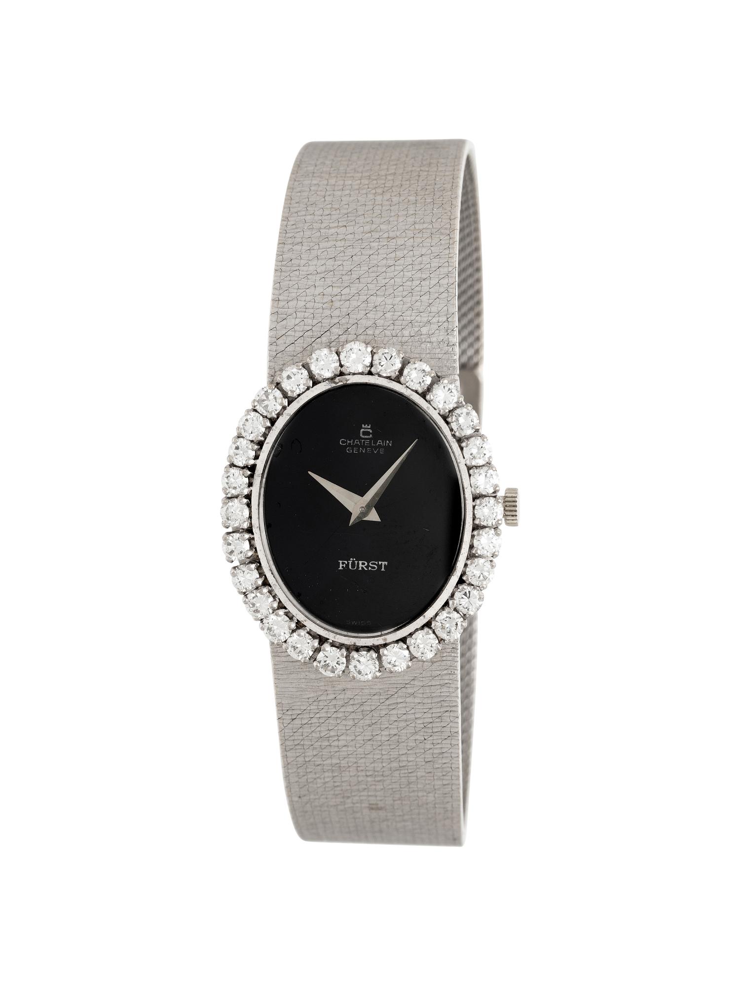 CHATELAIN FOR FÜRST, WHITE GOLD AND DIAMOND WATCH