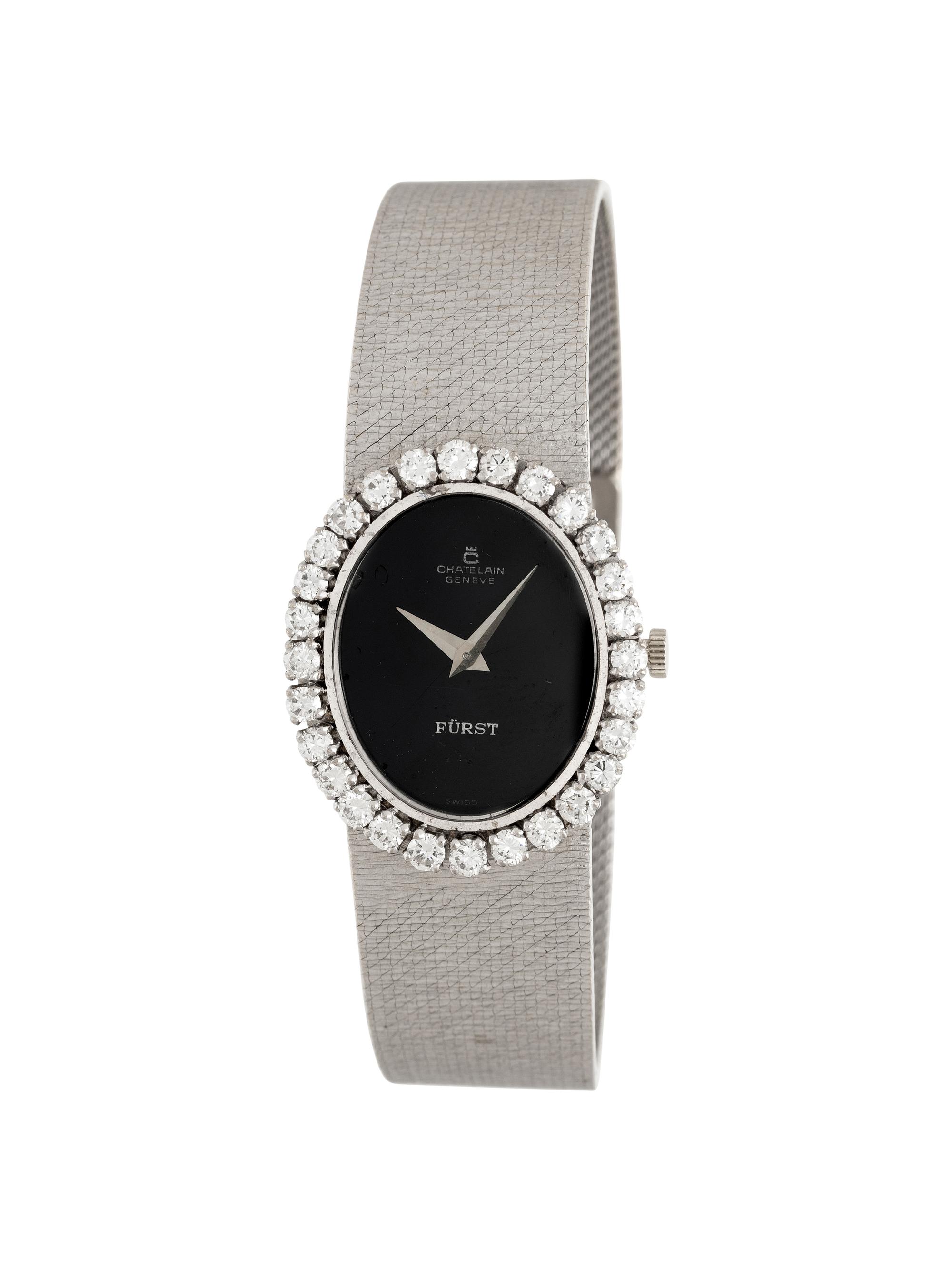 CHATELAIN FOR FÜRST, WHITE GOLD AND DIAMOND WATCH