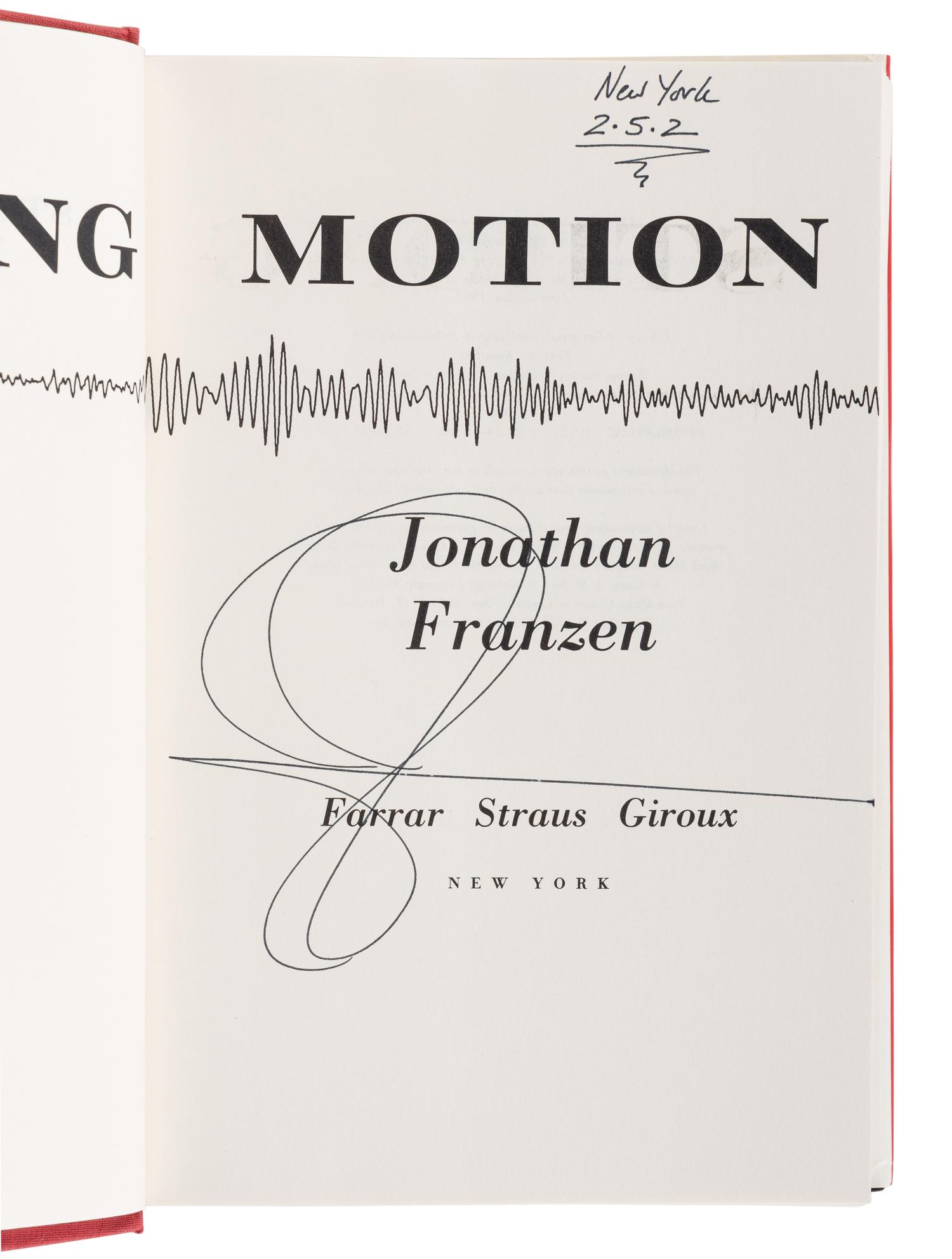 FRANZEN, Jonathan (b. 1959). A group of 5 SIGNED FIRST EDITIONS, comprising: