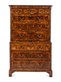 A George III Burl Walnut Chest-on-Chest