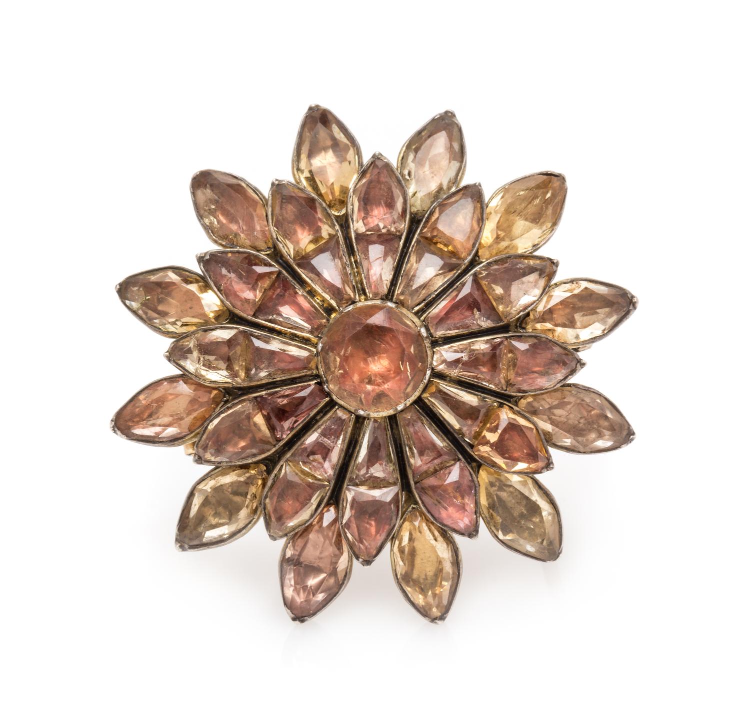A Georgian Gilt Silver and Foil Backed Topaz Brooch, 13.80 dwts.