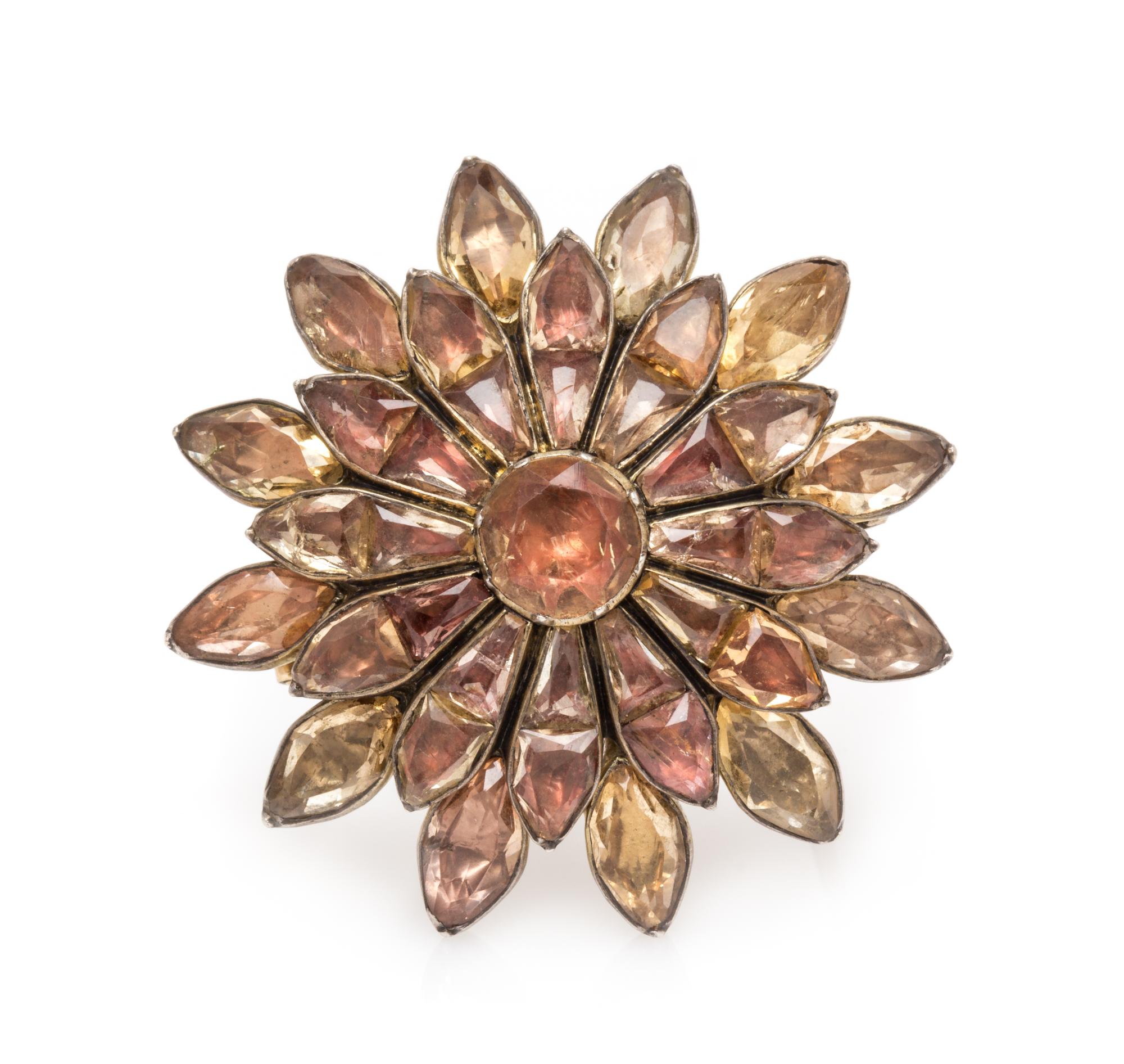 A Georgian Gilt Silver and Foil Backed Topaz Brooch, 13.80 dwts.