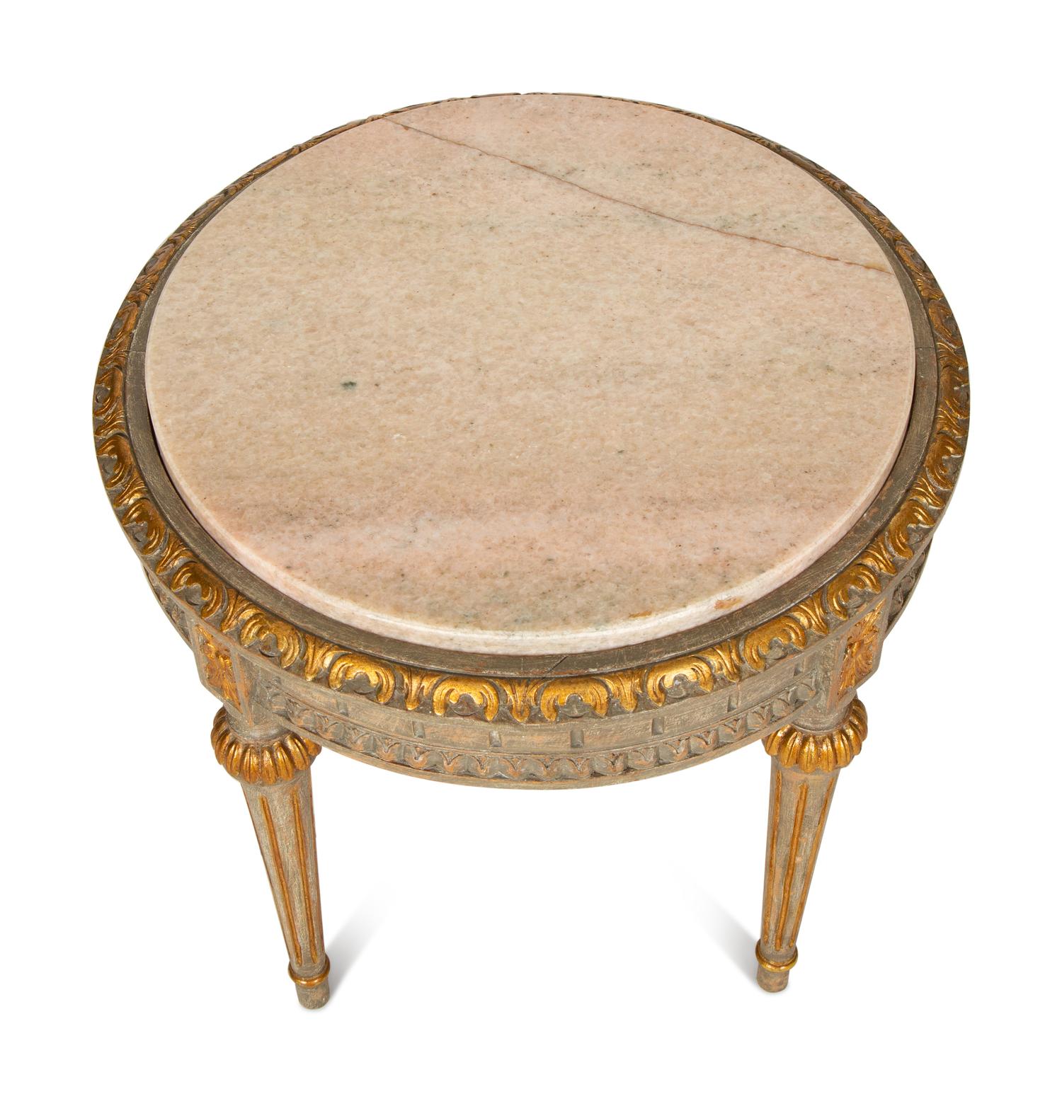 A Louis XVI Style Painted Stone-Top Occasional Table