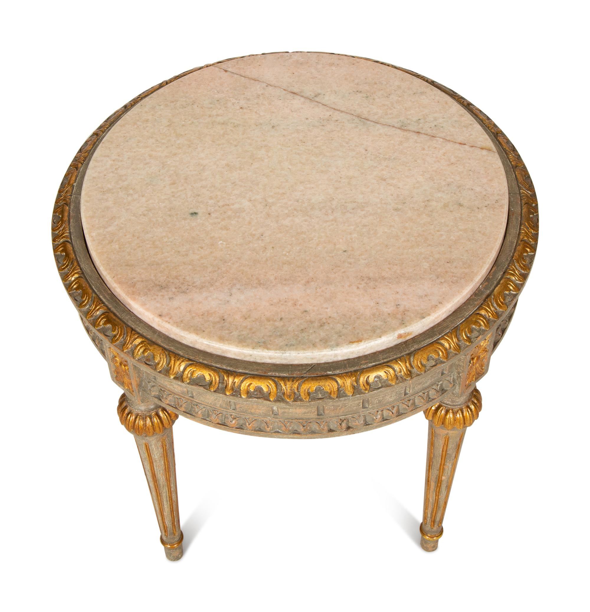 A Louis XVI Style Painted Stone-Top Occasional Table