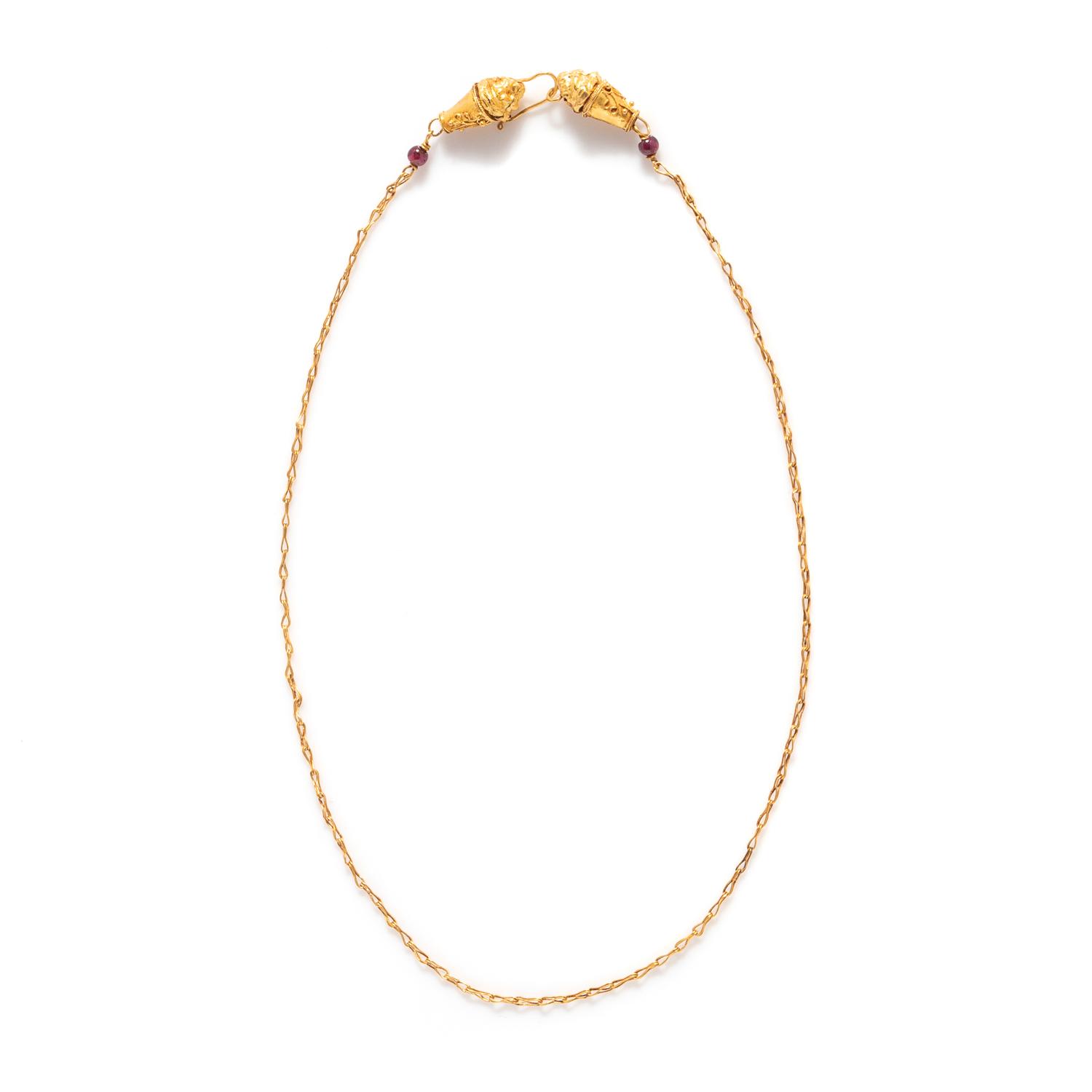 A Hellenistic Gold Necklace with Lion-Headed Terminals