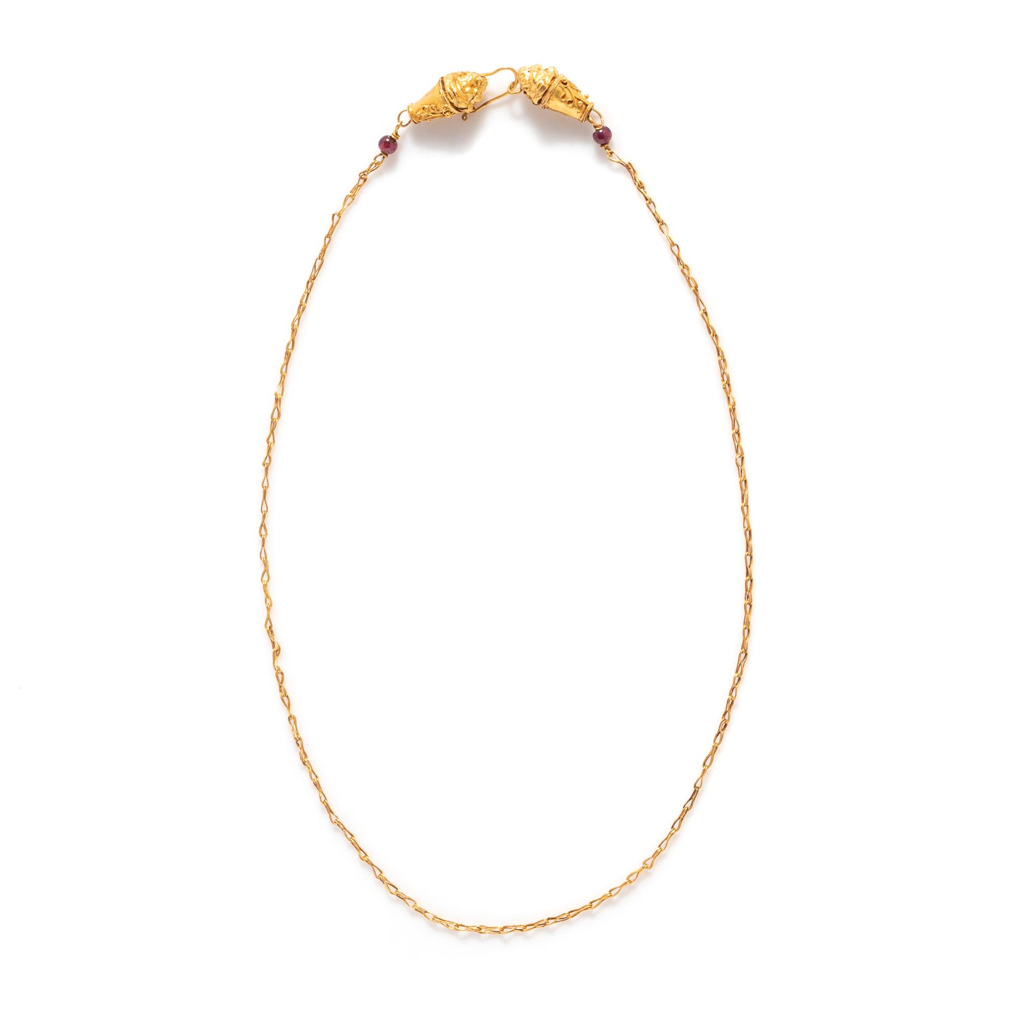 A Hellenistic Gold Necklace with Lion-Headed Terminals