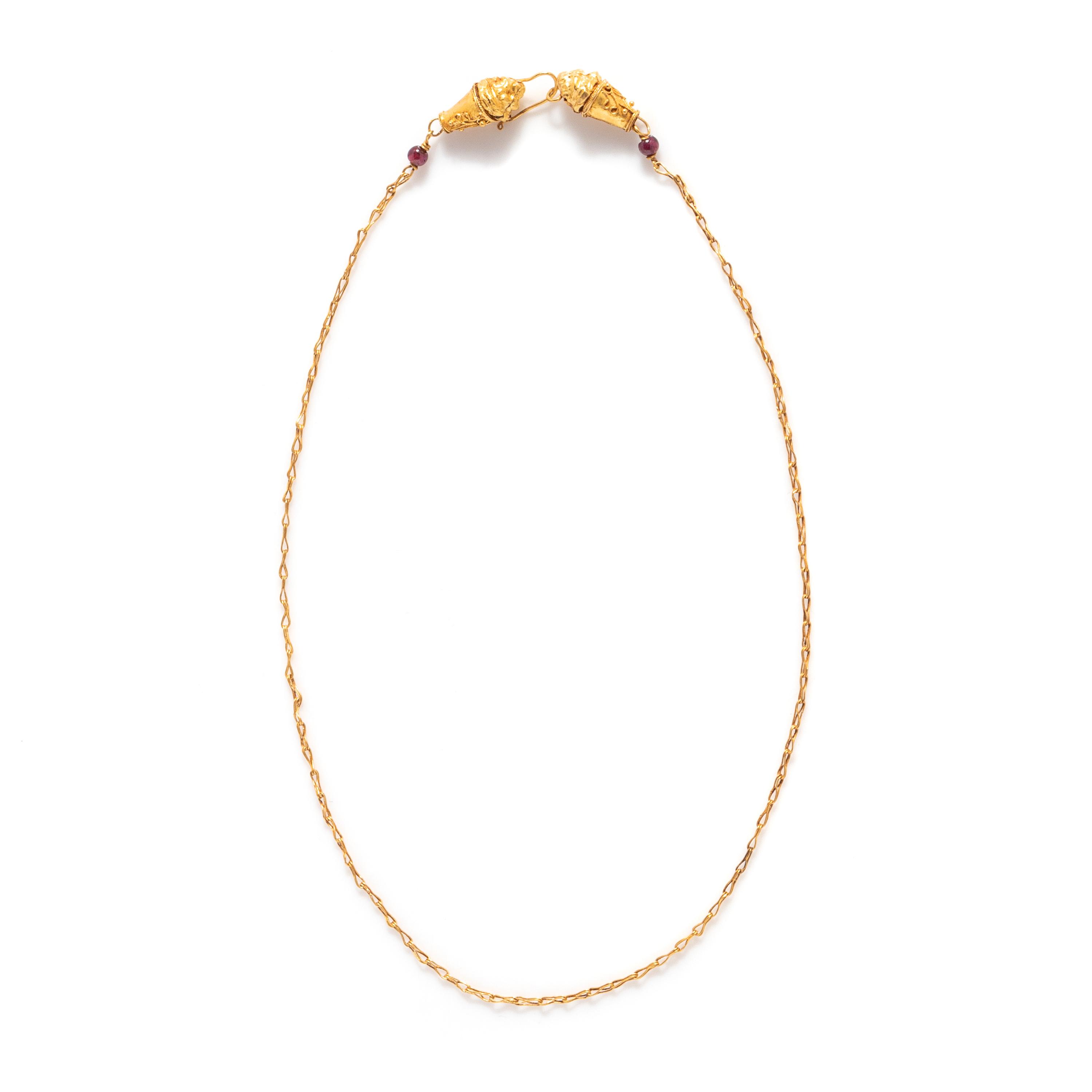A Hellenistic Gold Necklace with Lion-Headed Terminals