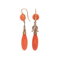 ANTIQUE, CORAL AND DIAMOND EARRINGS