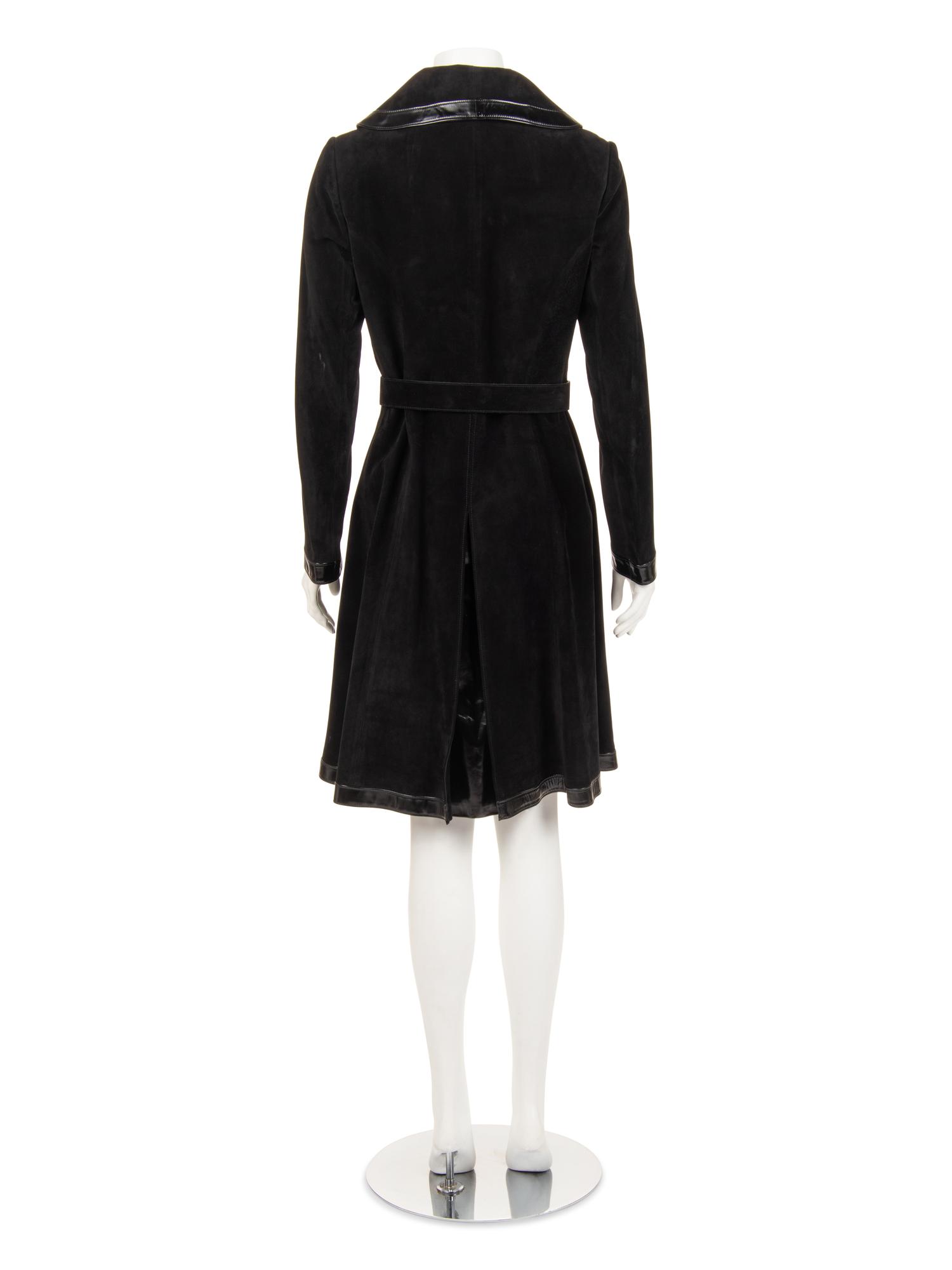 Gucci Suede and Leather Trimmed Coat with Belt, 1970s
