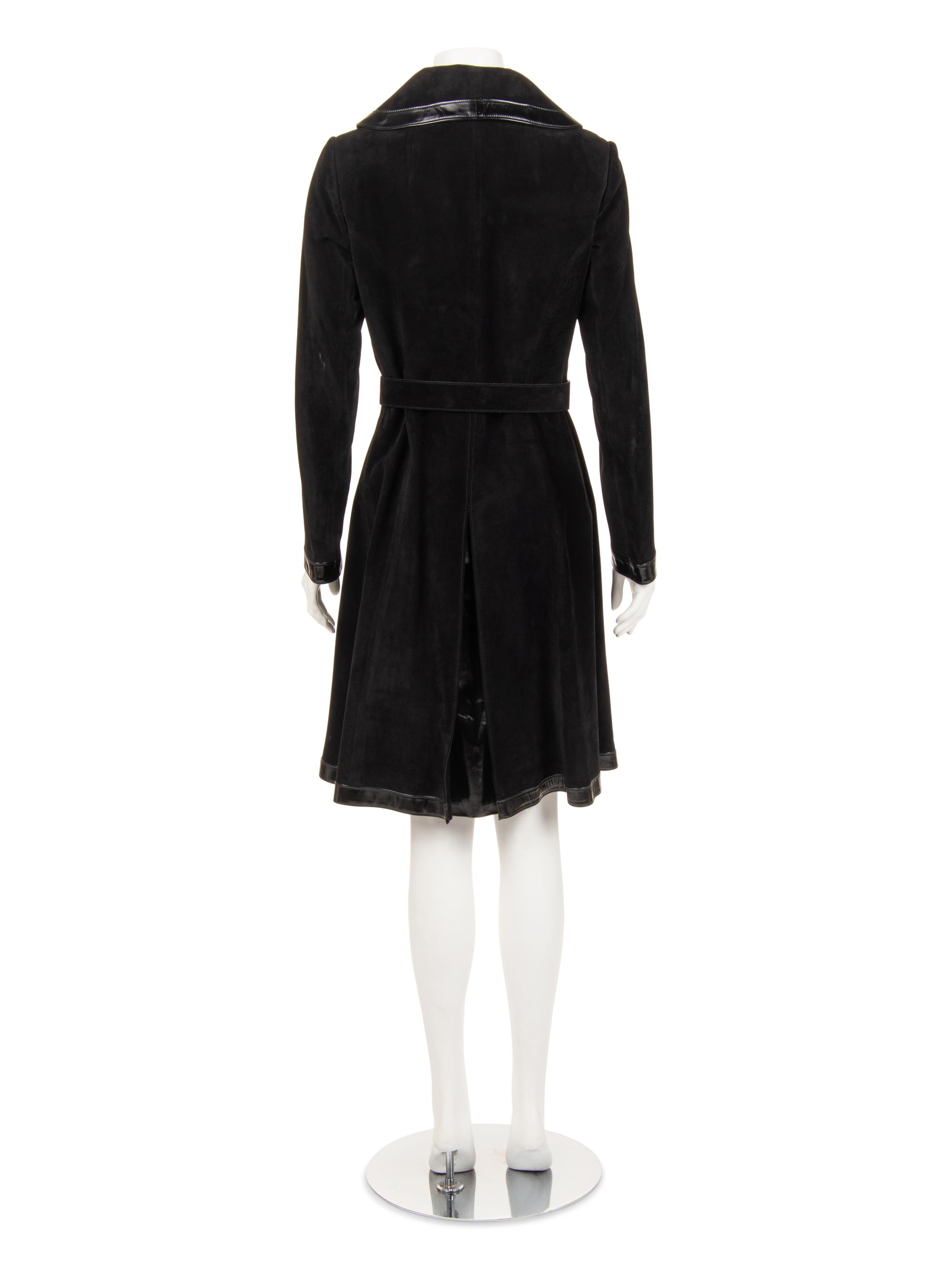 Gucci Suede and Leather Trimmed Coat with Belt, 1970s
