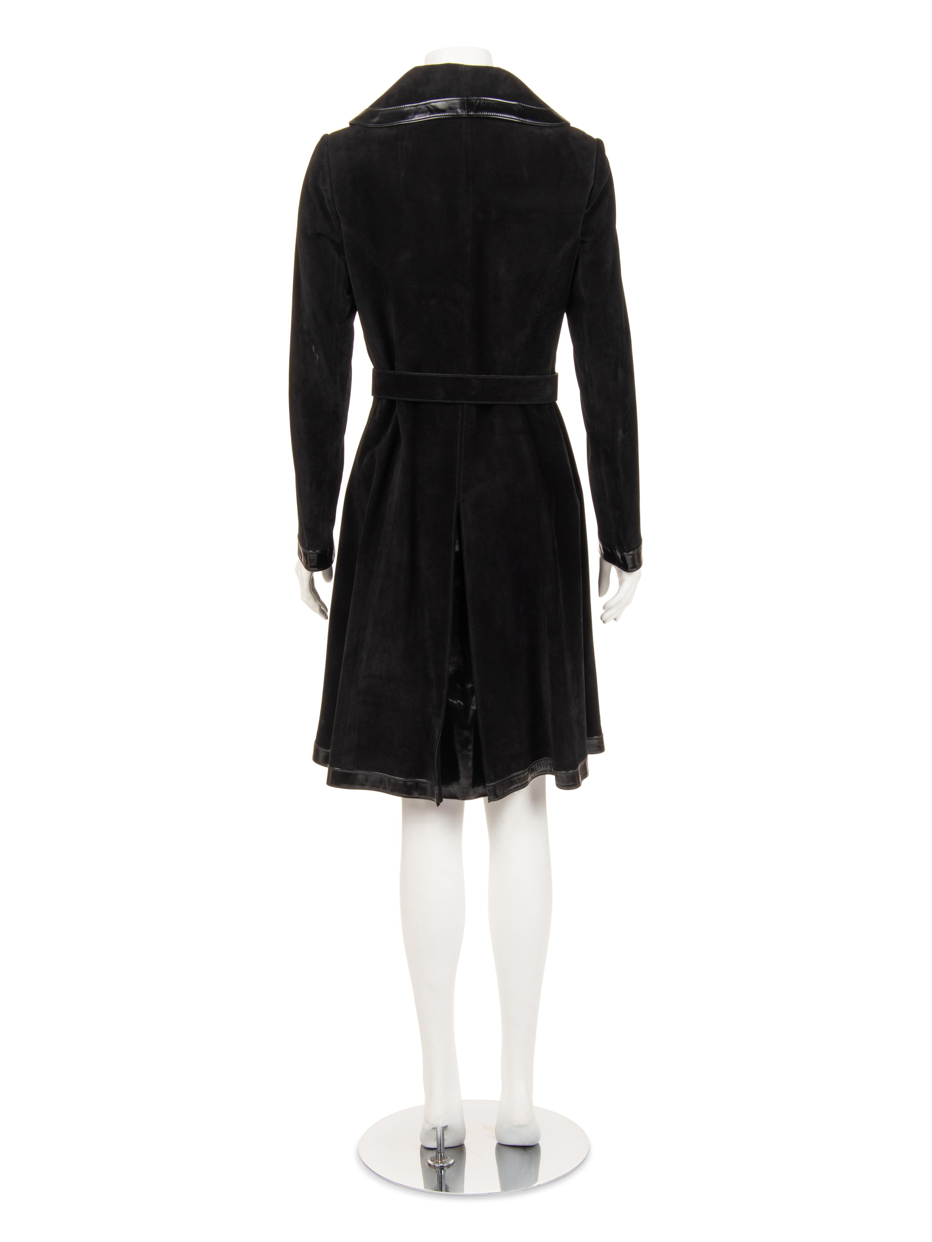 Gucci Suede and Leather Trimmed Coat with Belt, 1970s