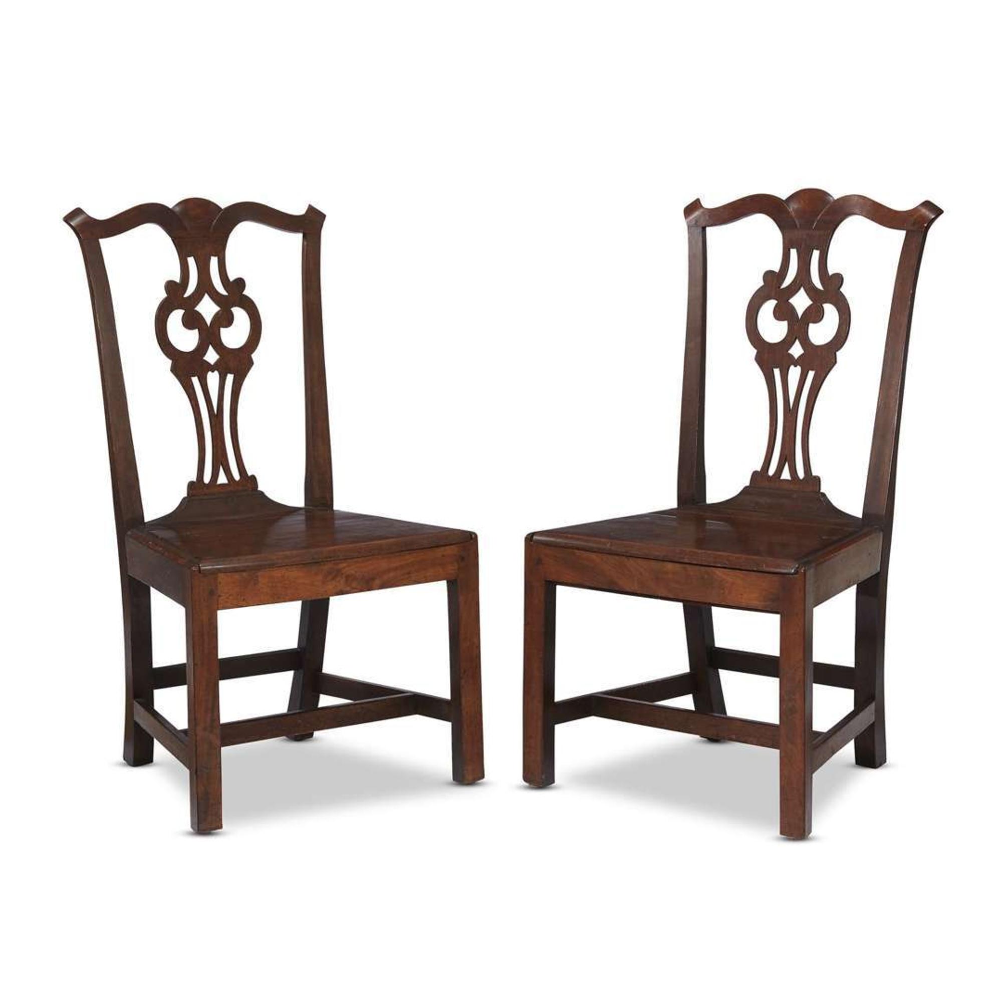 A pair of Chippendale walnut hall chairs massachusetts or rhode island, late 18th century
